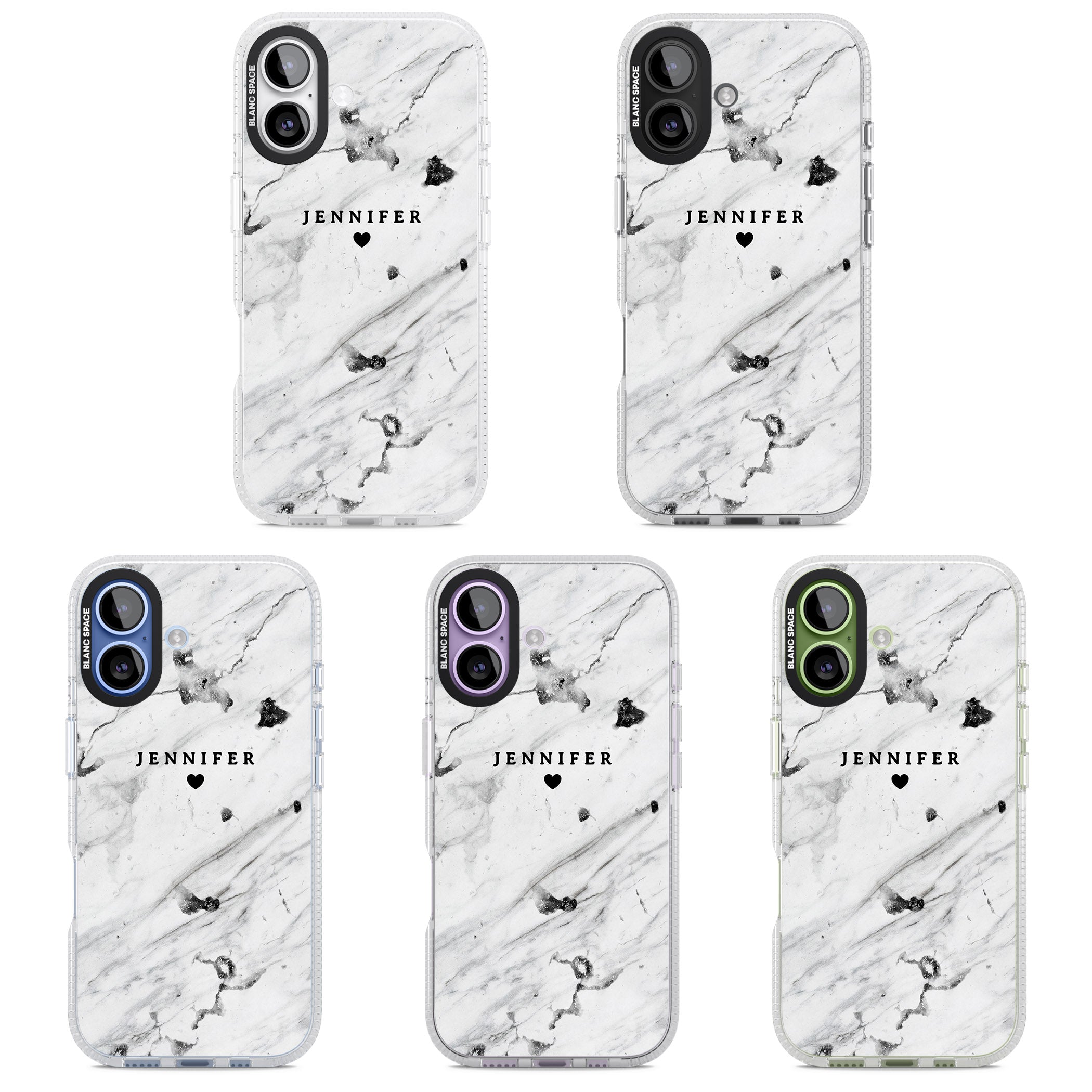 Personalised Marble Heart iPhone 17 Impact Air Clear Phone Case APT Impact Protection