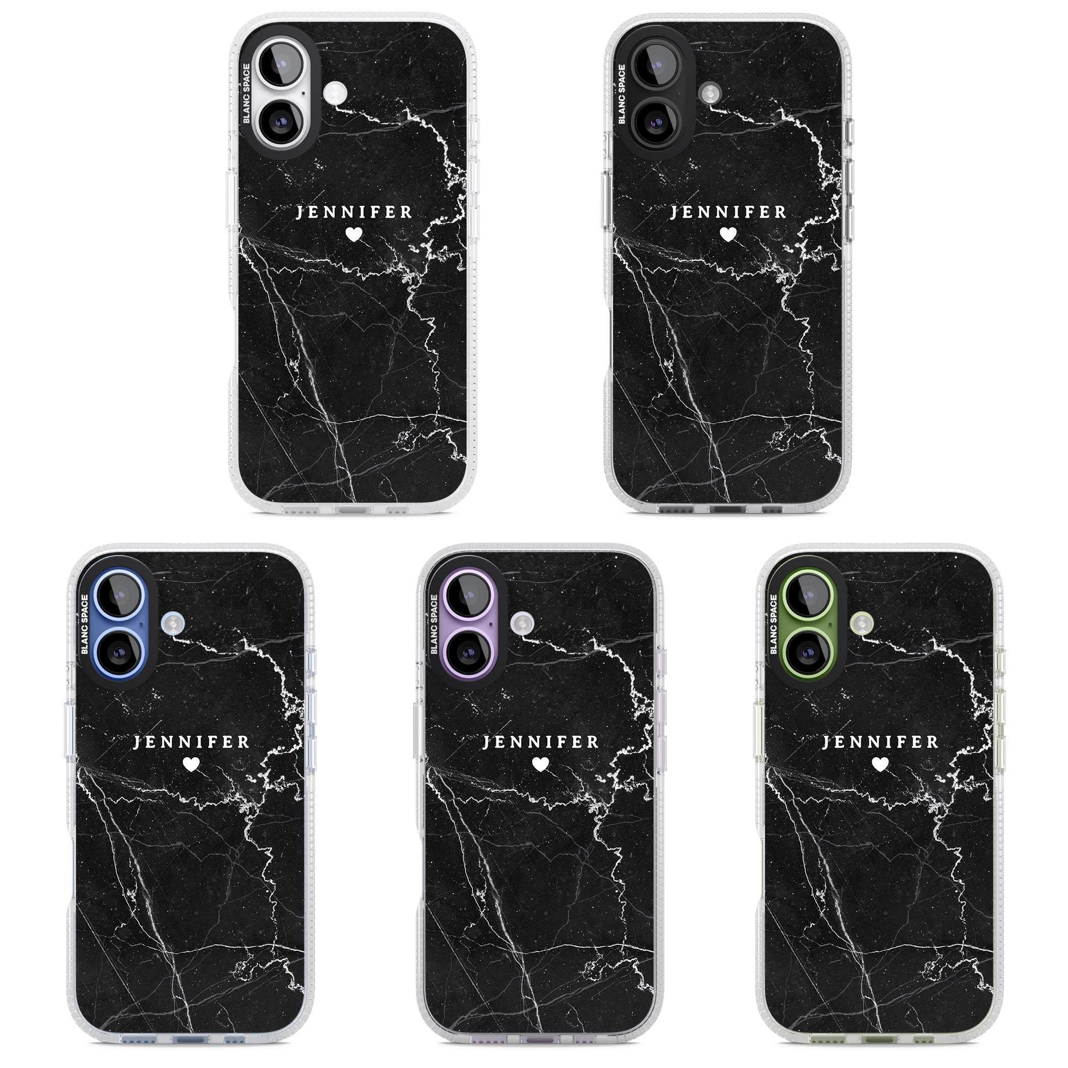 Personalised Black Marble iPhone 17 Impact Air Clear Phone Case APT Impact Protection