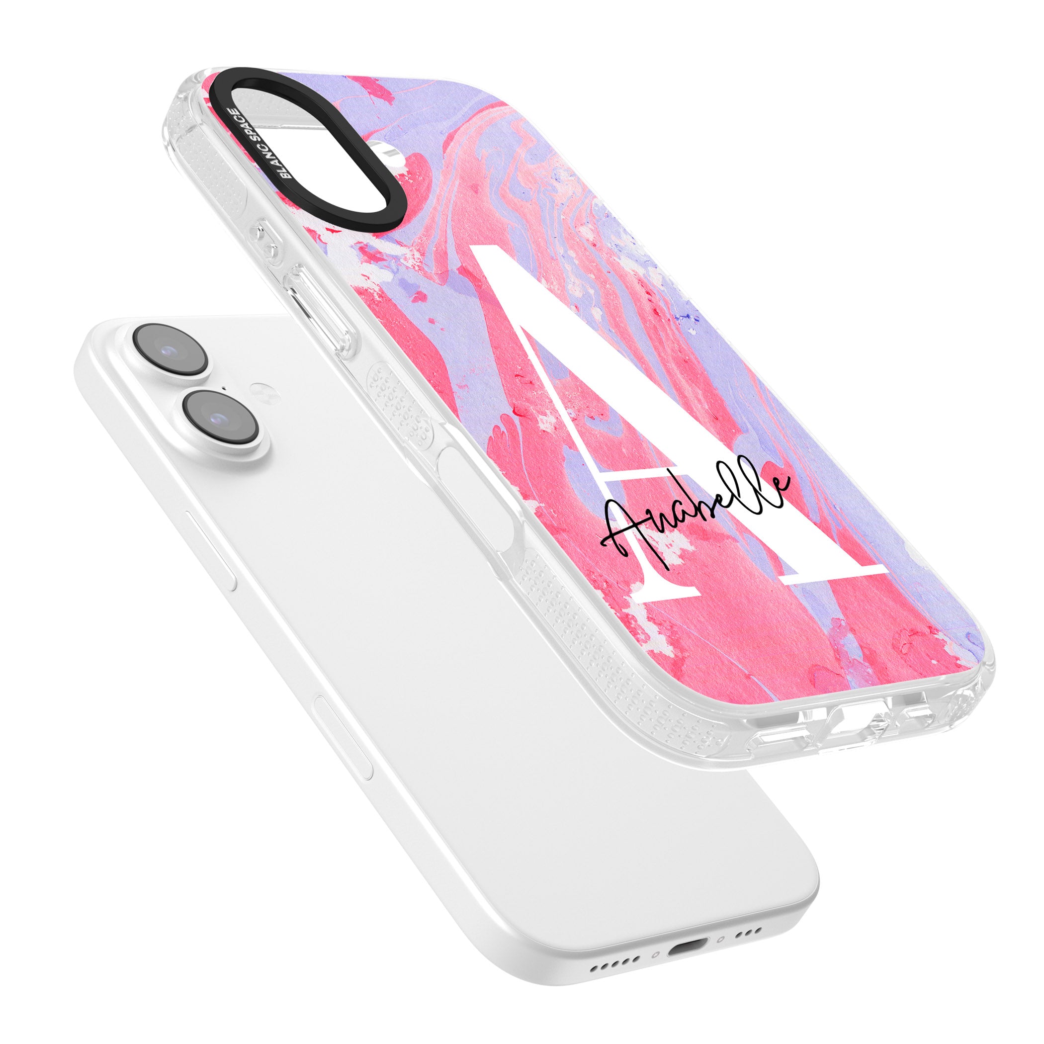 Personalised Pink & Purple Marble iPhone 17 Impact Air Clear Phone Case Colours