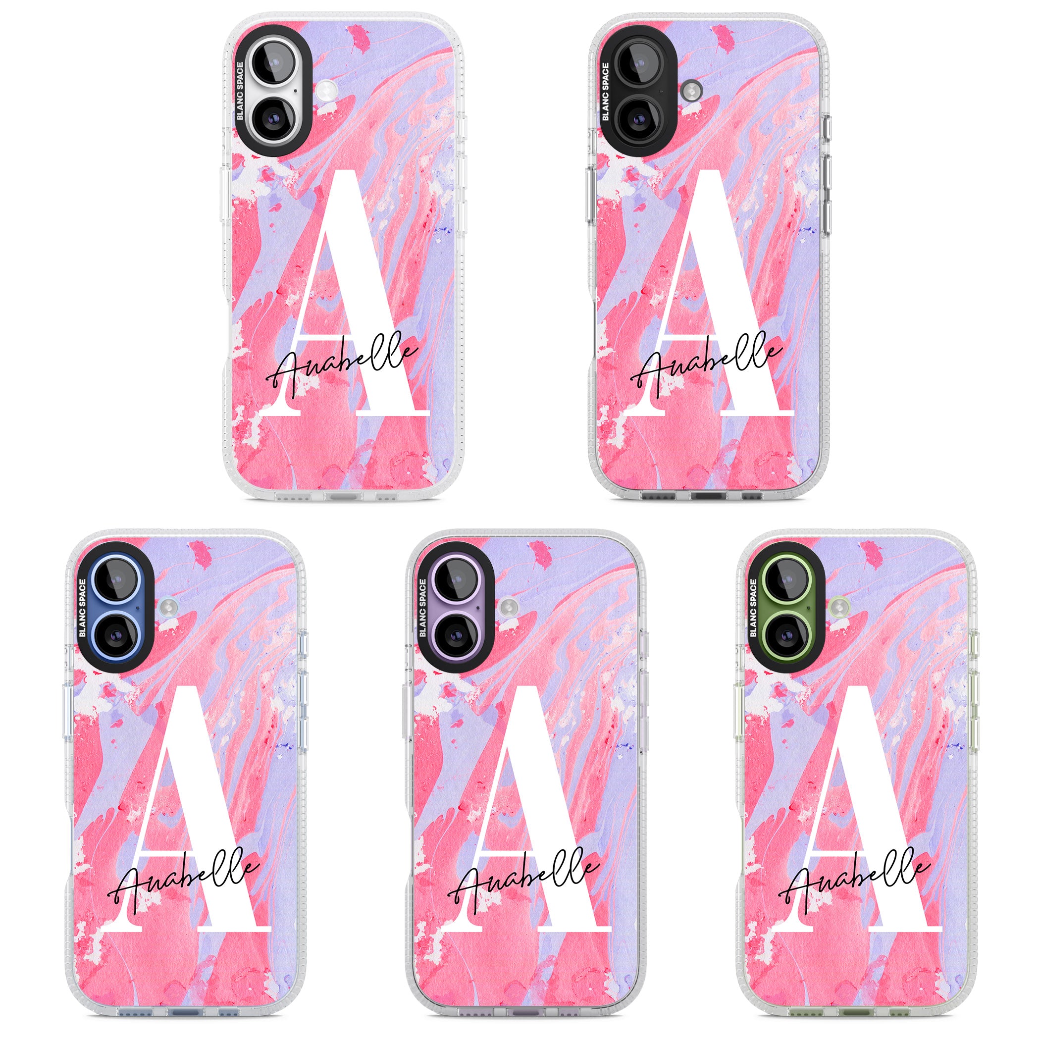 Personalised Pink & Purple Marble iPhone 17 Impact Air Clear Phone Case APT Impact Protection
