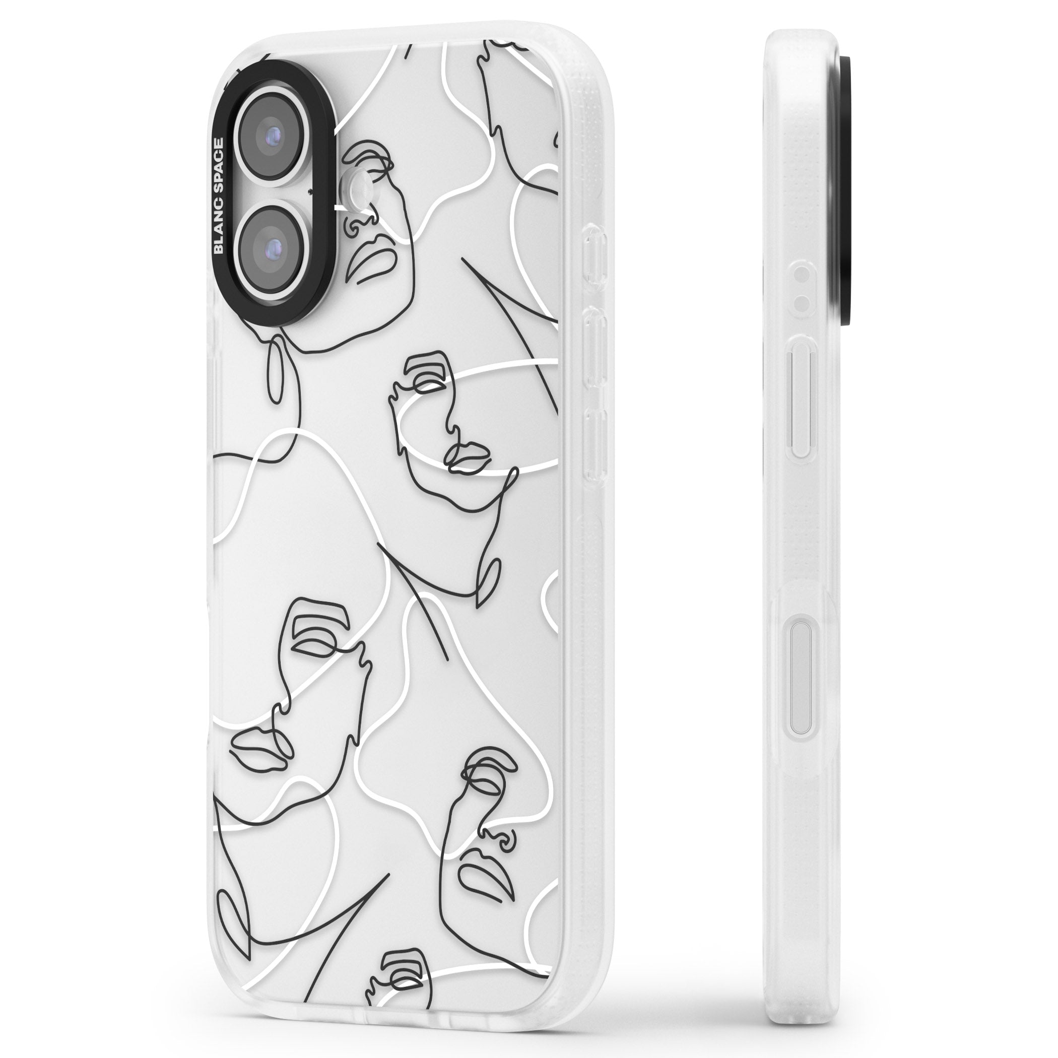 Personalised Abstract Faces iPhone 17 Impact Air Clear Phone Case Side Profile