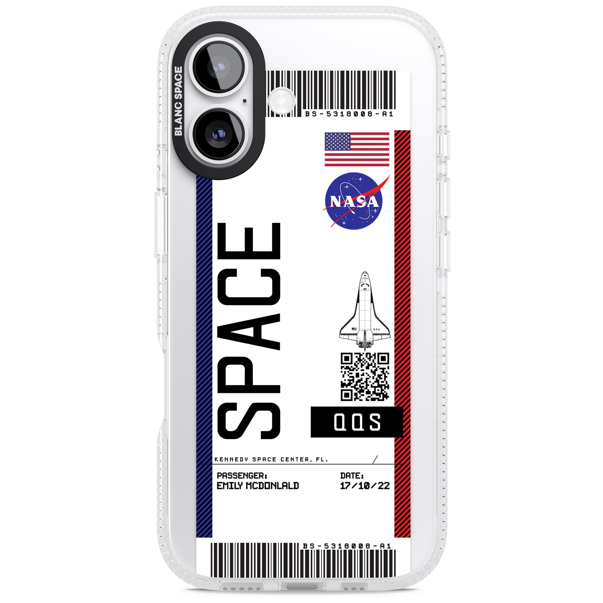 Personalised Nasa Boarding Pass (Light) iPhone 17 Impact Air Clear Phone Case