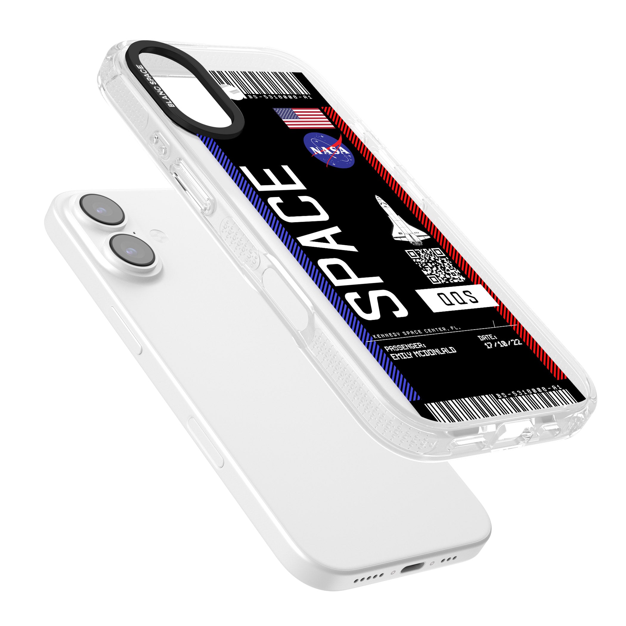 Personalised Nasa Boarding Pass (Dark) iPhone 17 Impact Air Clear Phone Case Colours