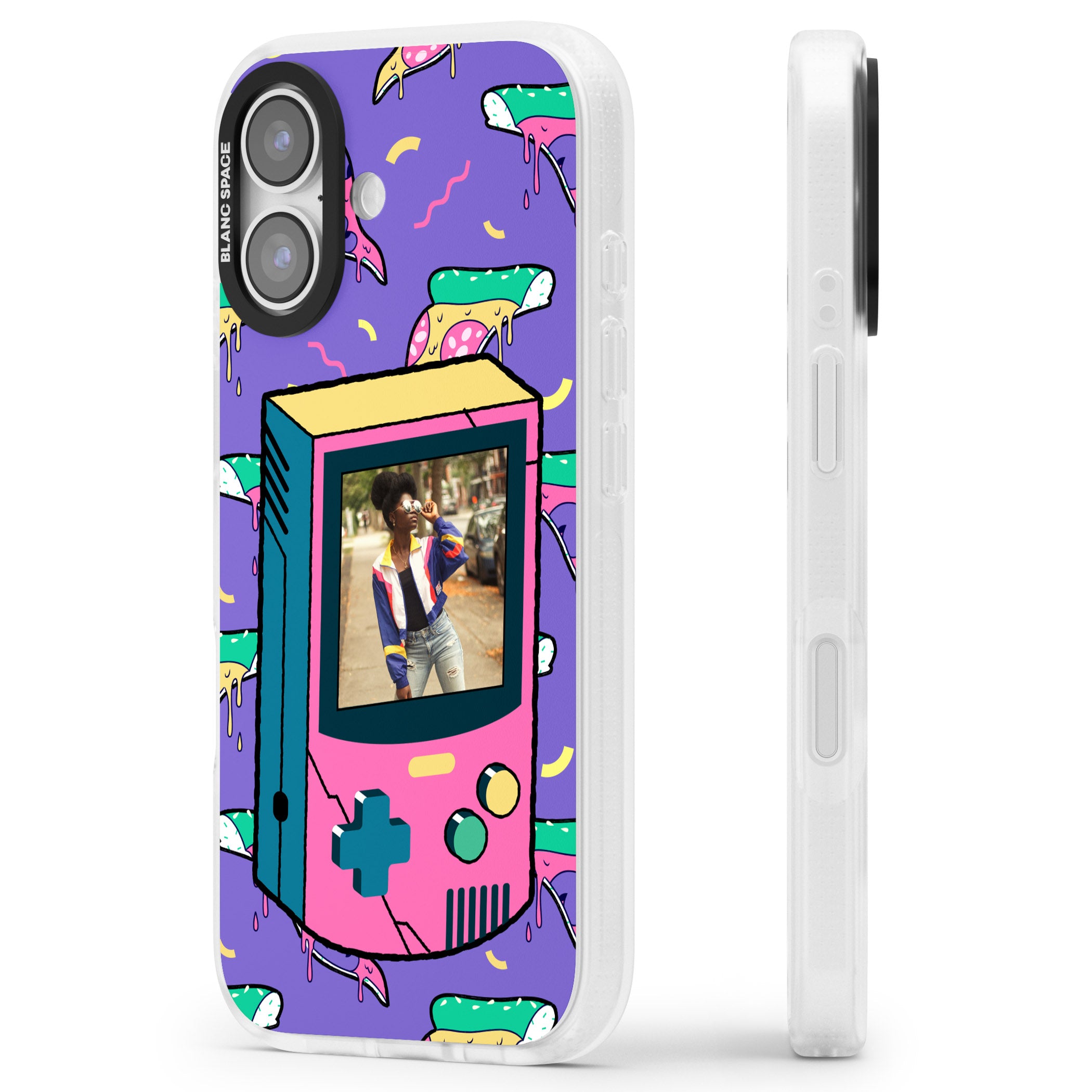 Personalised Retro Game Photo Case iPhone 17 Impact Air Clear Phone Case Side Profile