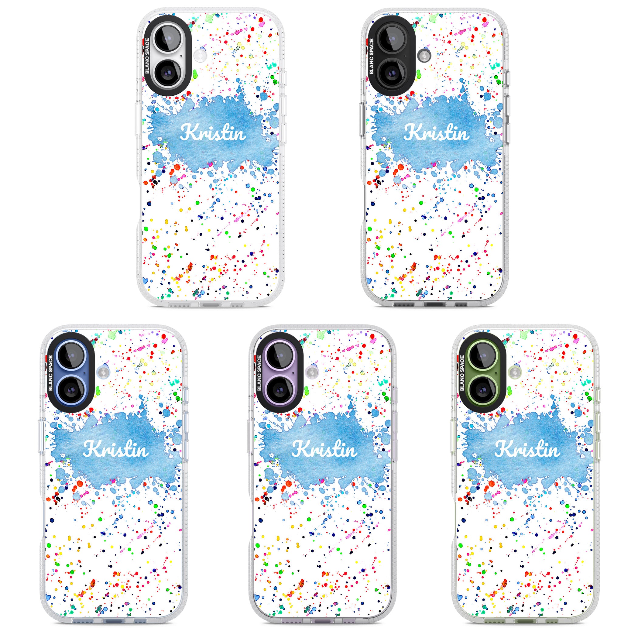Personalised Rainbow Splatter Name iPhone 17 Impact Air Clear Phone Case APT Impact Protection