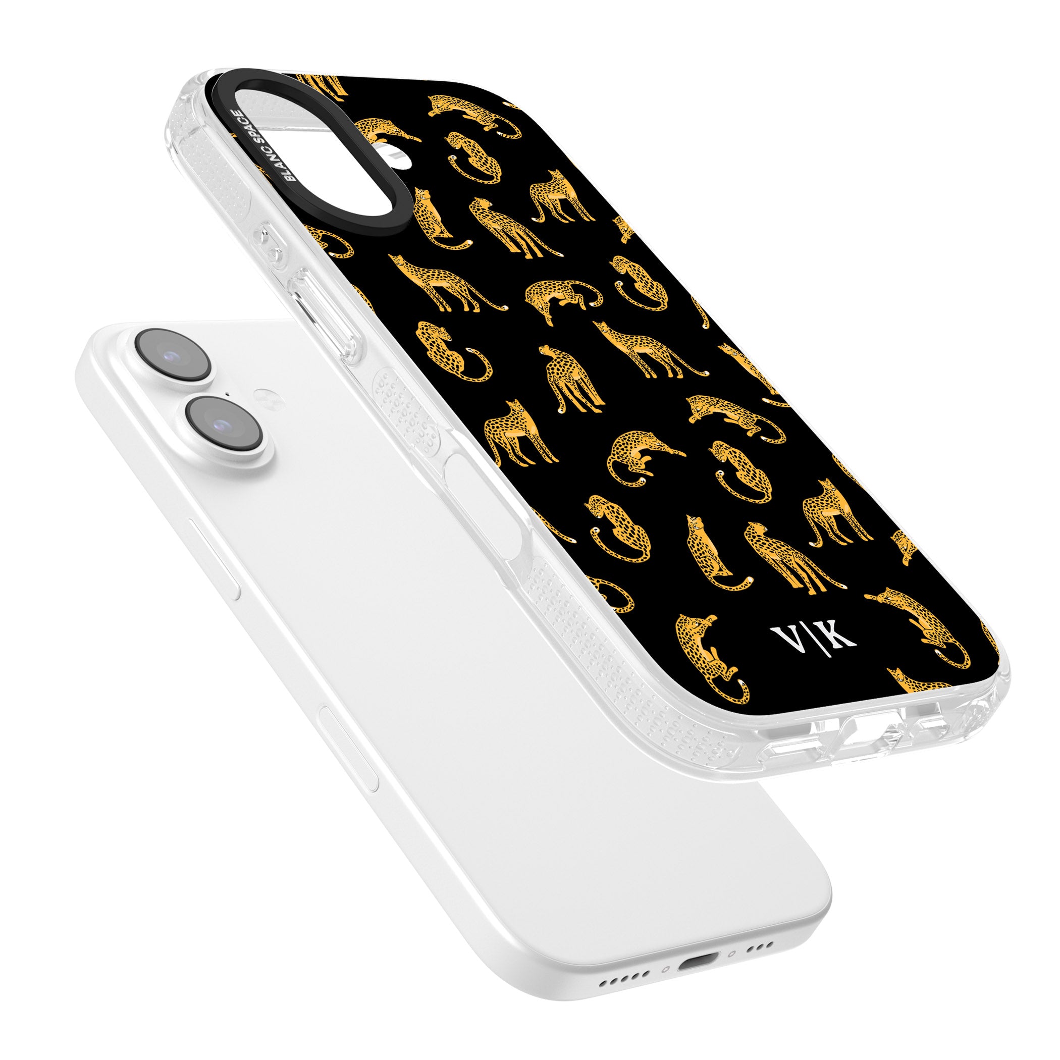 Personalised Gold Cheetah Pattern iPhone 17 Impact Air Clear Phone Case Colours