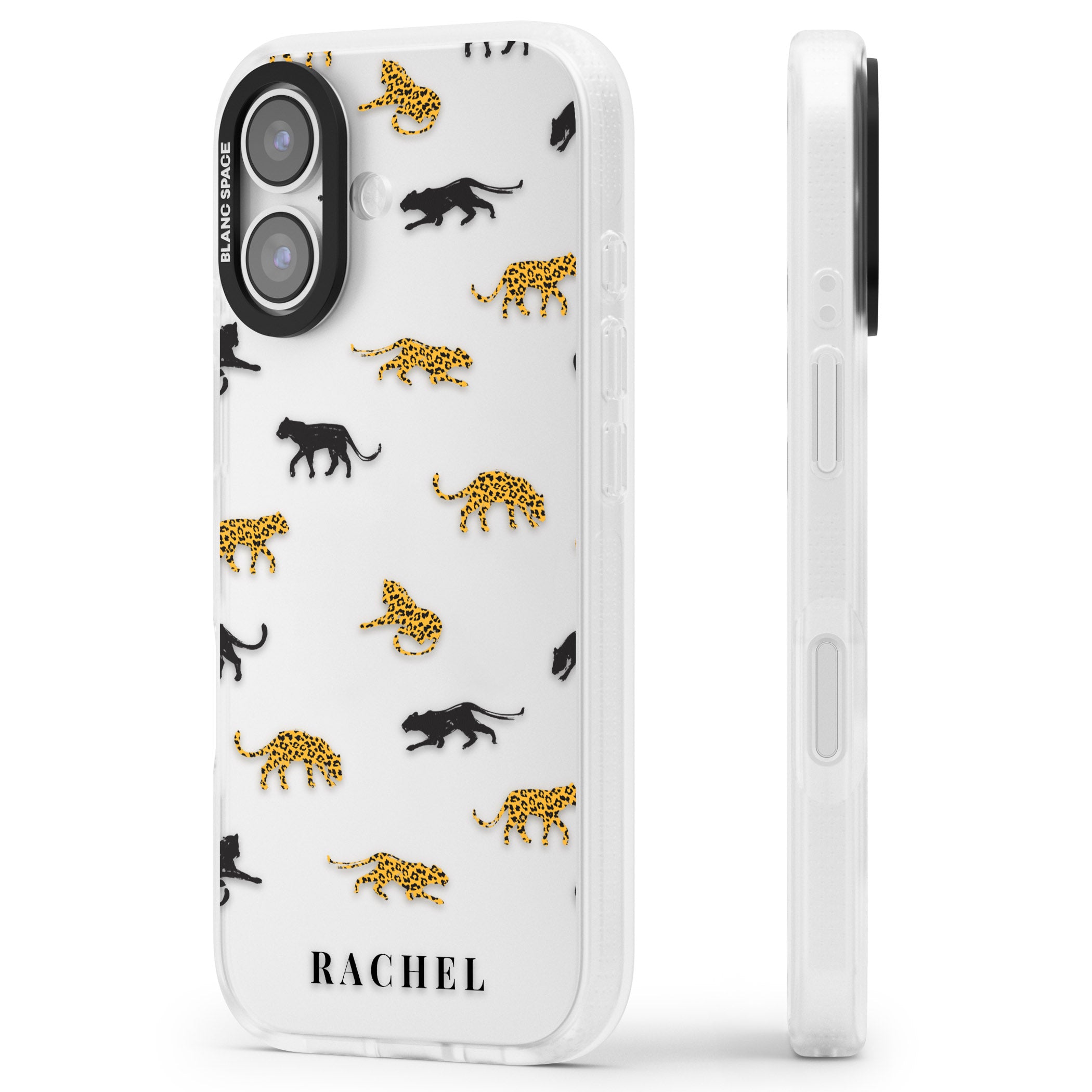 Personalised Jaguar Pattern iPhone 17 Impact Air Clear Phone Case Side Profile