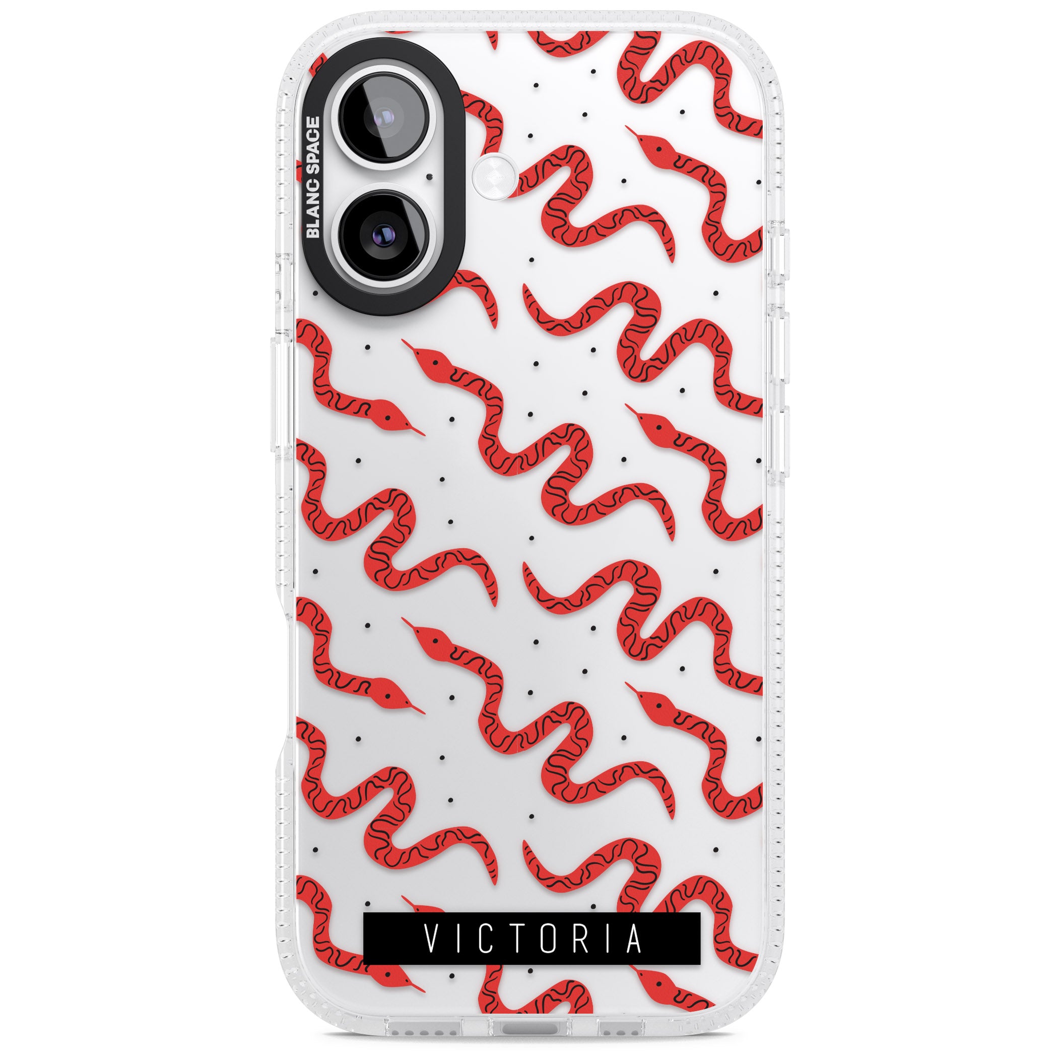 Personalised Red Snake Pattern iPhone 17 Impact Air Clear Phone Case