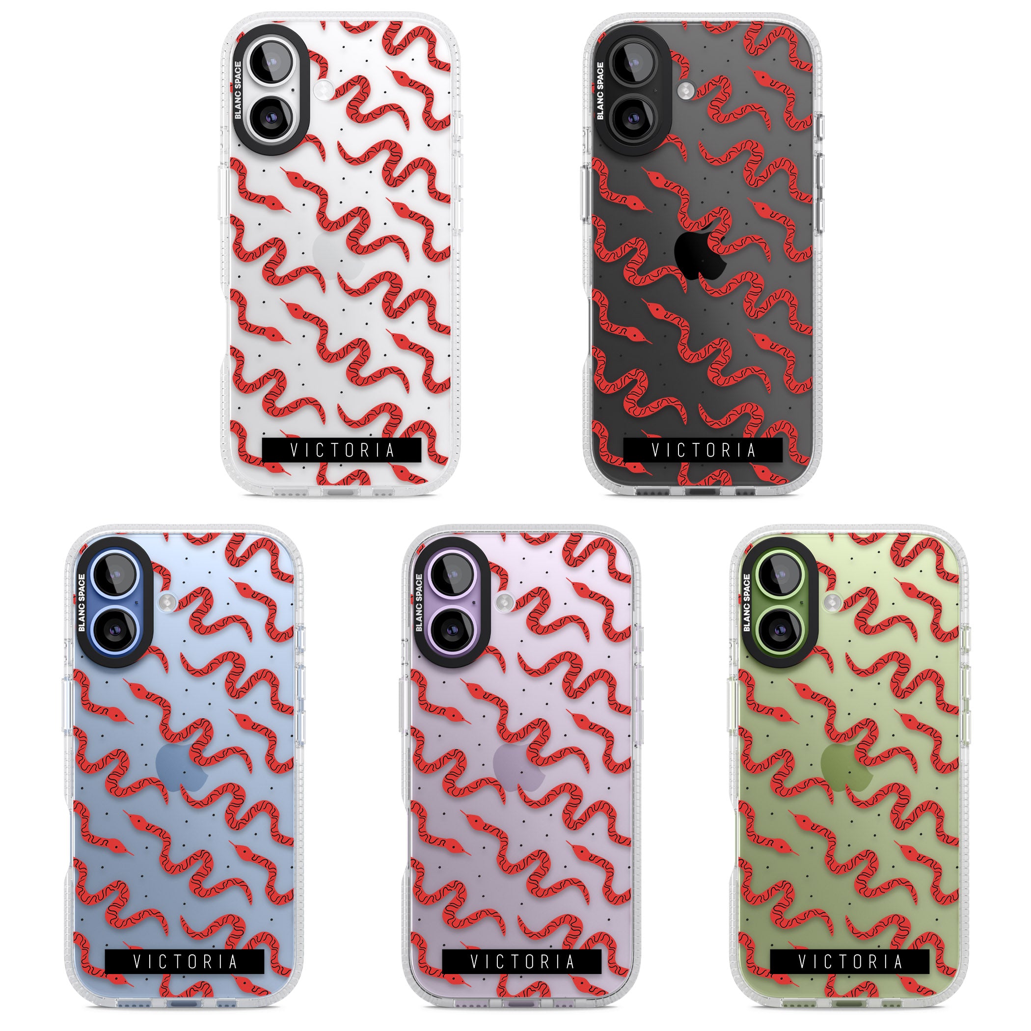 Personalised Red Snake Pattern iPhone 17 Impact Air Clear Phone Case APT Impact Protection