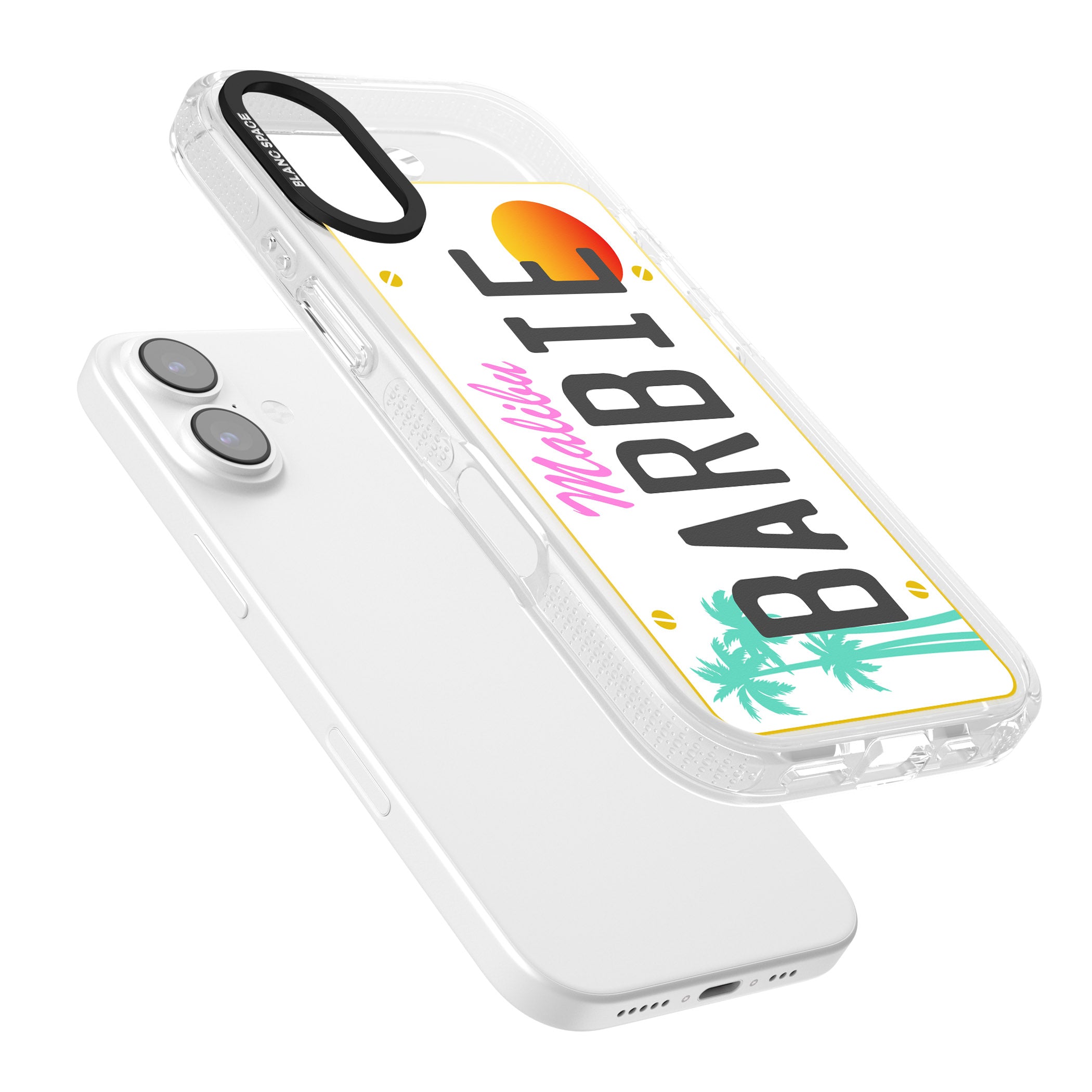 Personalised Malibu License Plate iPhone 17 Impact Air Clear Phone Case Colours