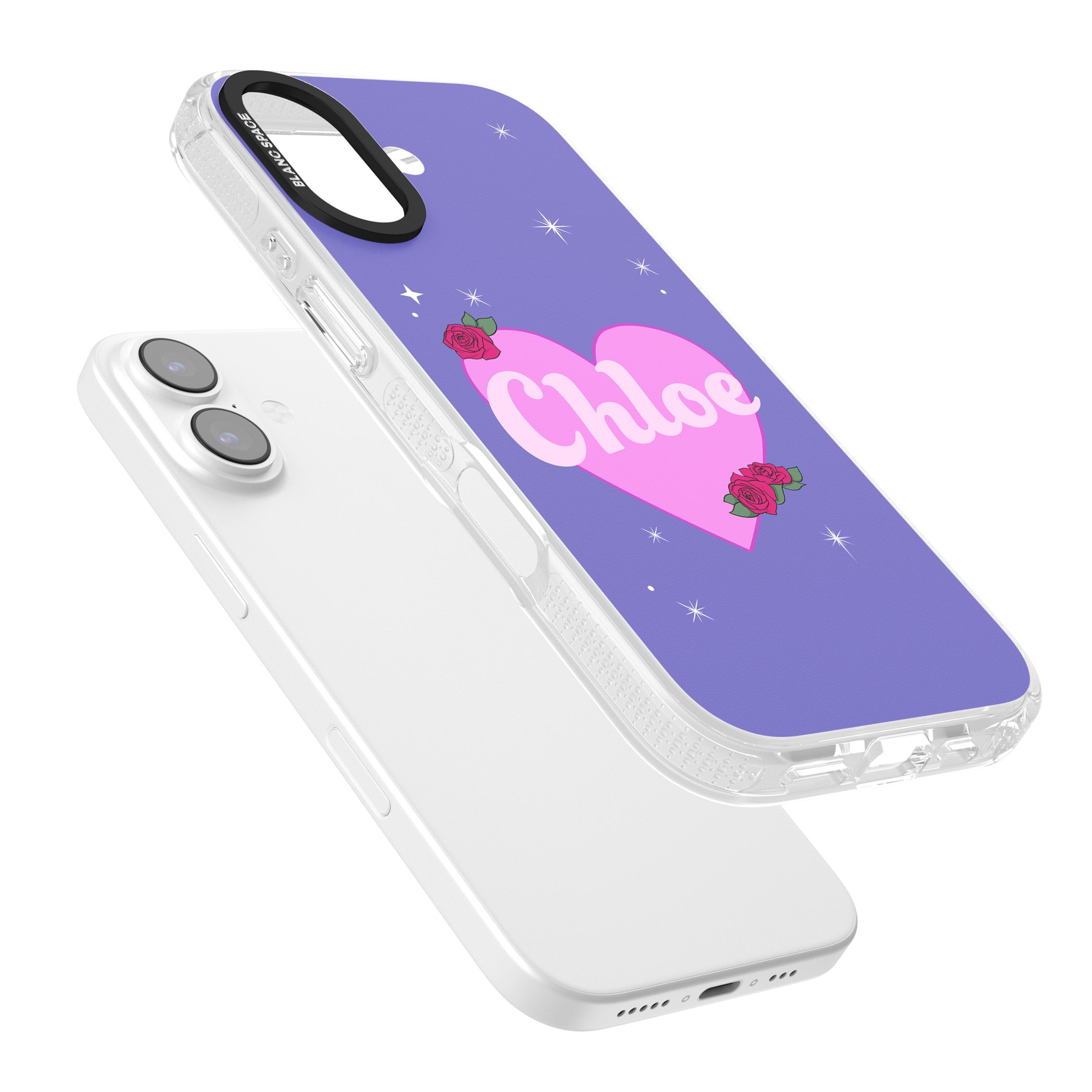 Personalised Glamorous Love Heart iPhone 17 Impact Air Clear Phone Case Colours