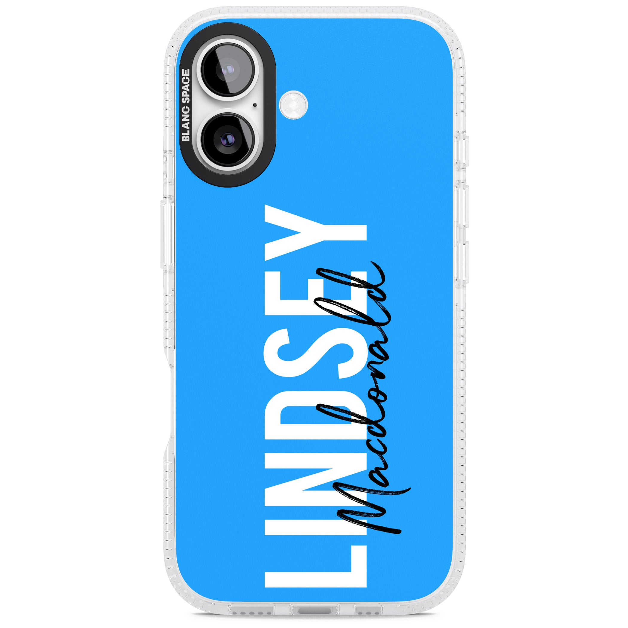 Personalised Bold Name: Blue iPhone 17 Impact Air Clear Phone Case