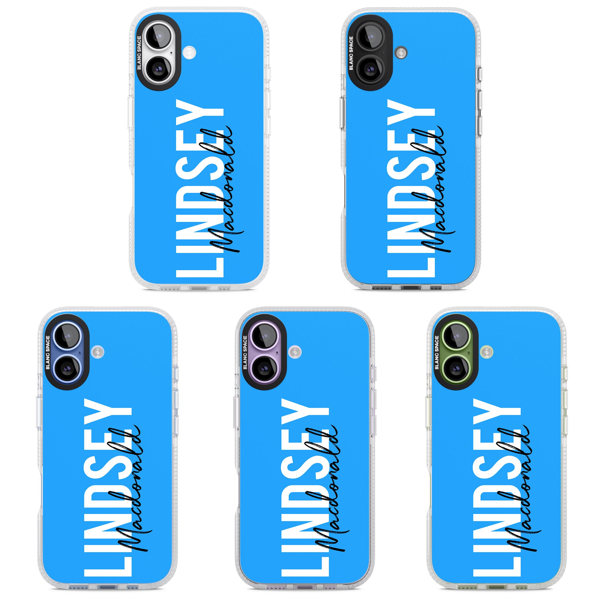 Personalised Bold Name: Blue iPhone 17 Impact Air Clear Phone Case APT Impact Protection