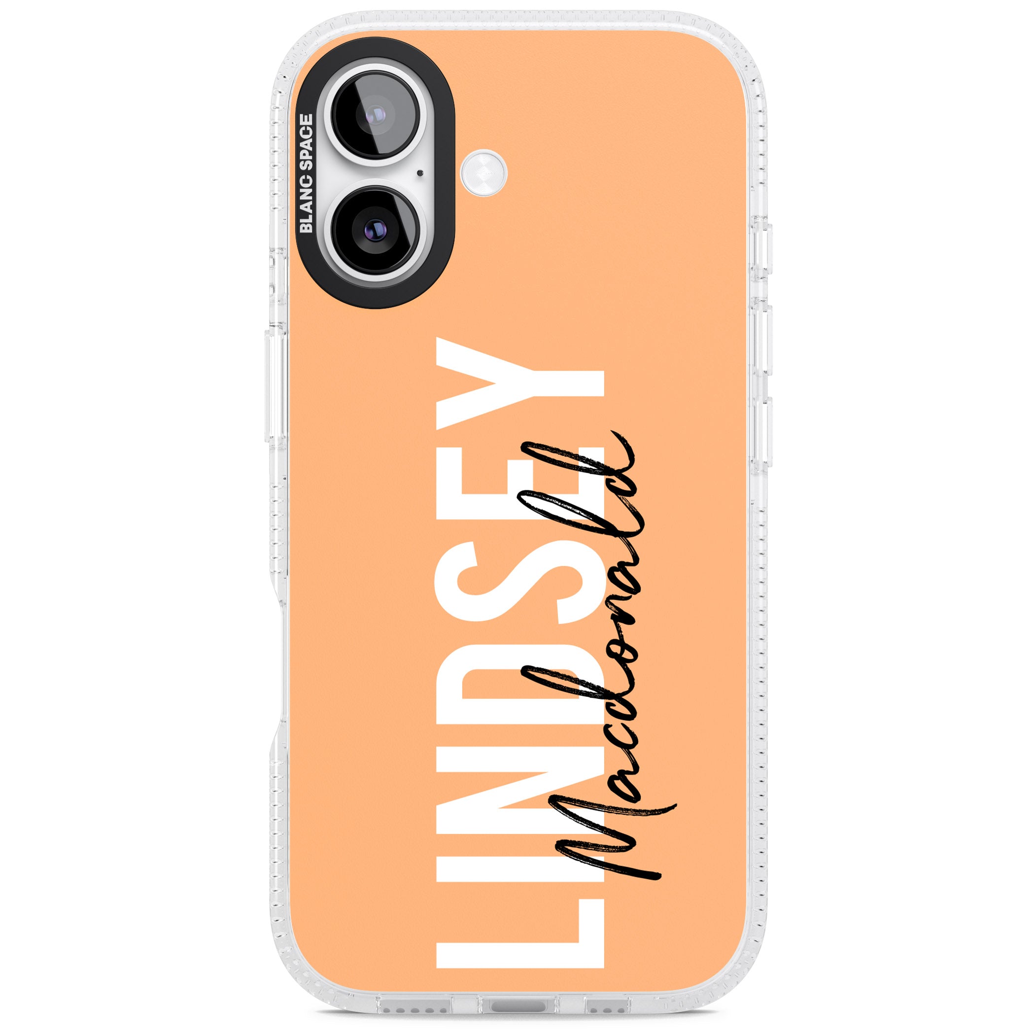Personalised Bold Name: Peach iPhone 17 Impact Air Clear Phone Case