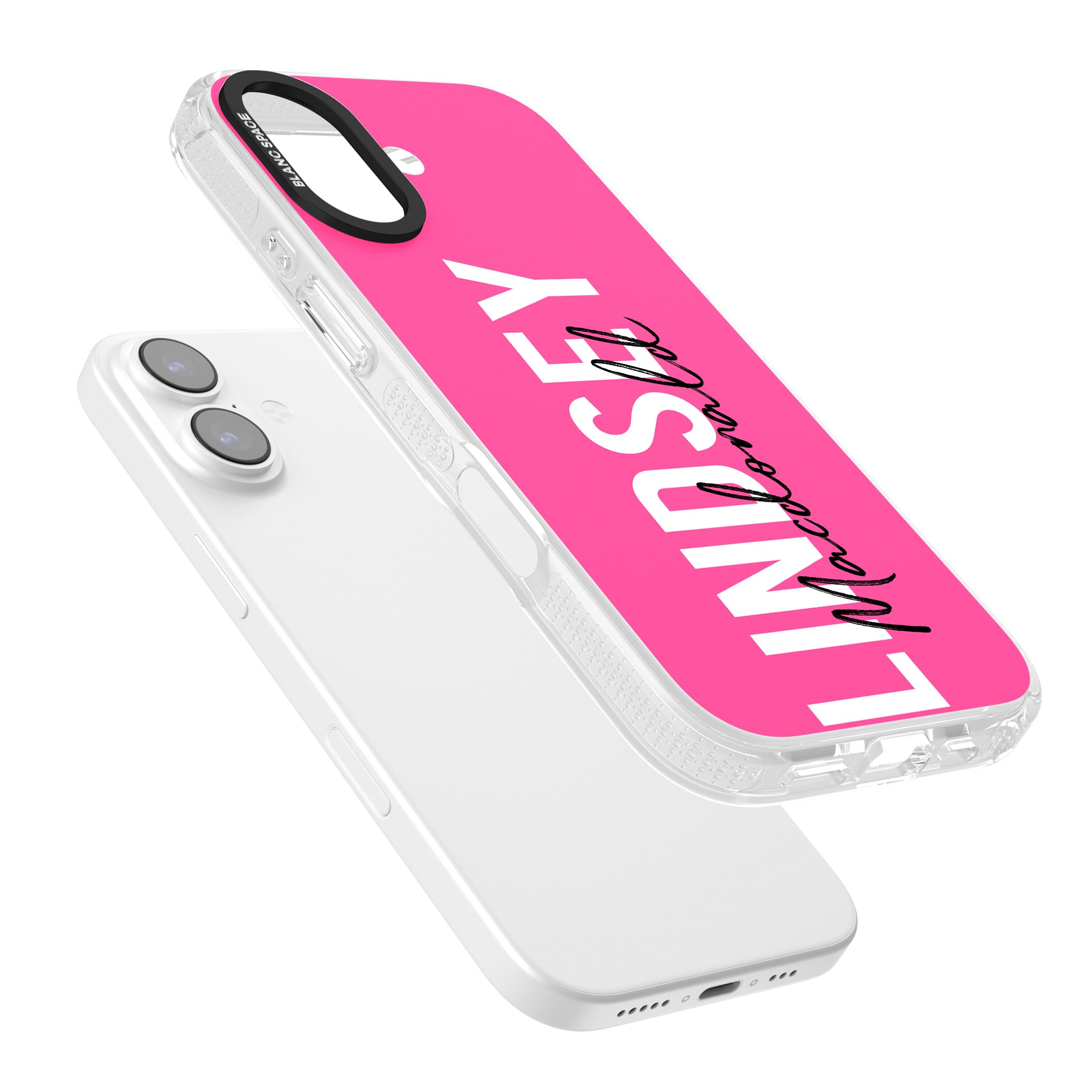 Personalised Bold Name: Pink iPhone 17 Impact Air Clear Phone Case Colours
