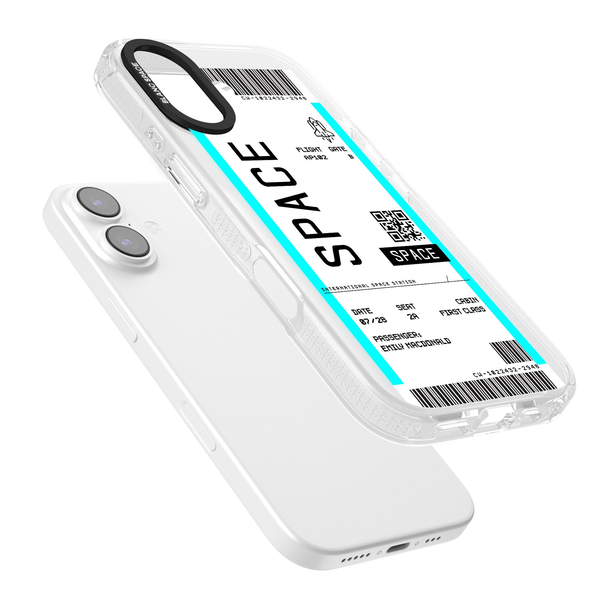 Personalised Space Travel Ticket iPhone 17 Impact Air Clear Phone Case Colours