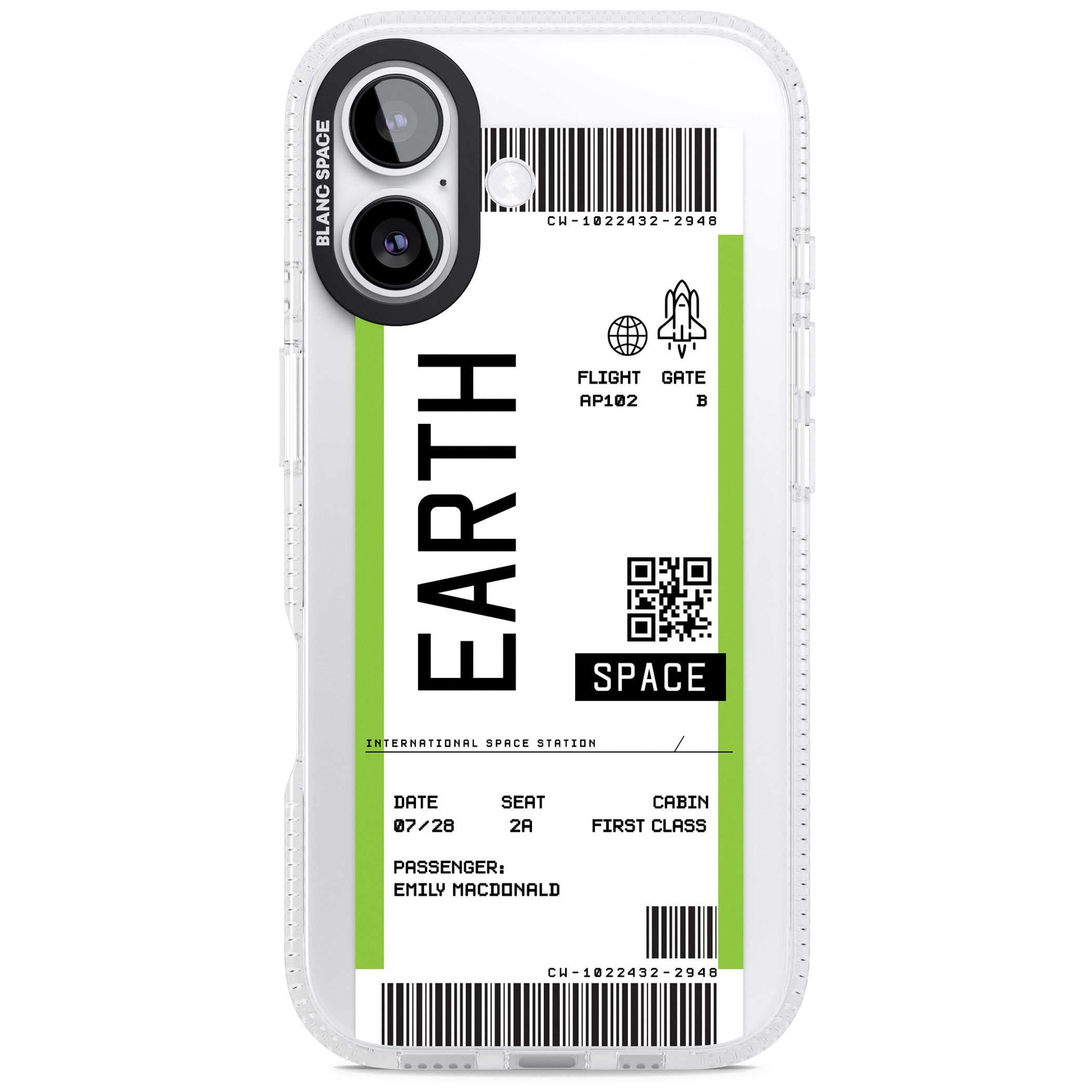 Personalised Earth Travel Ticket iPhone 17 Impact Air Clear Phone Case