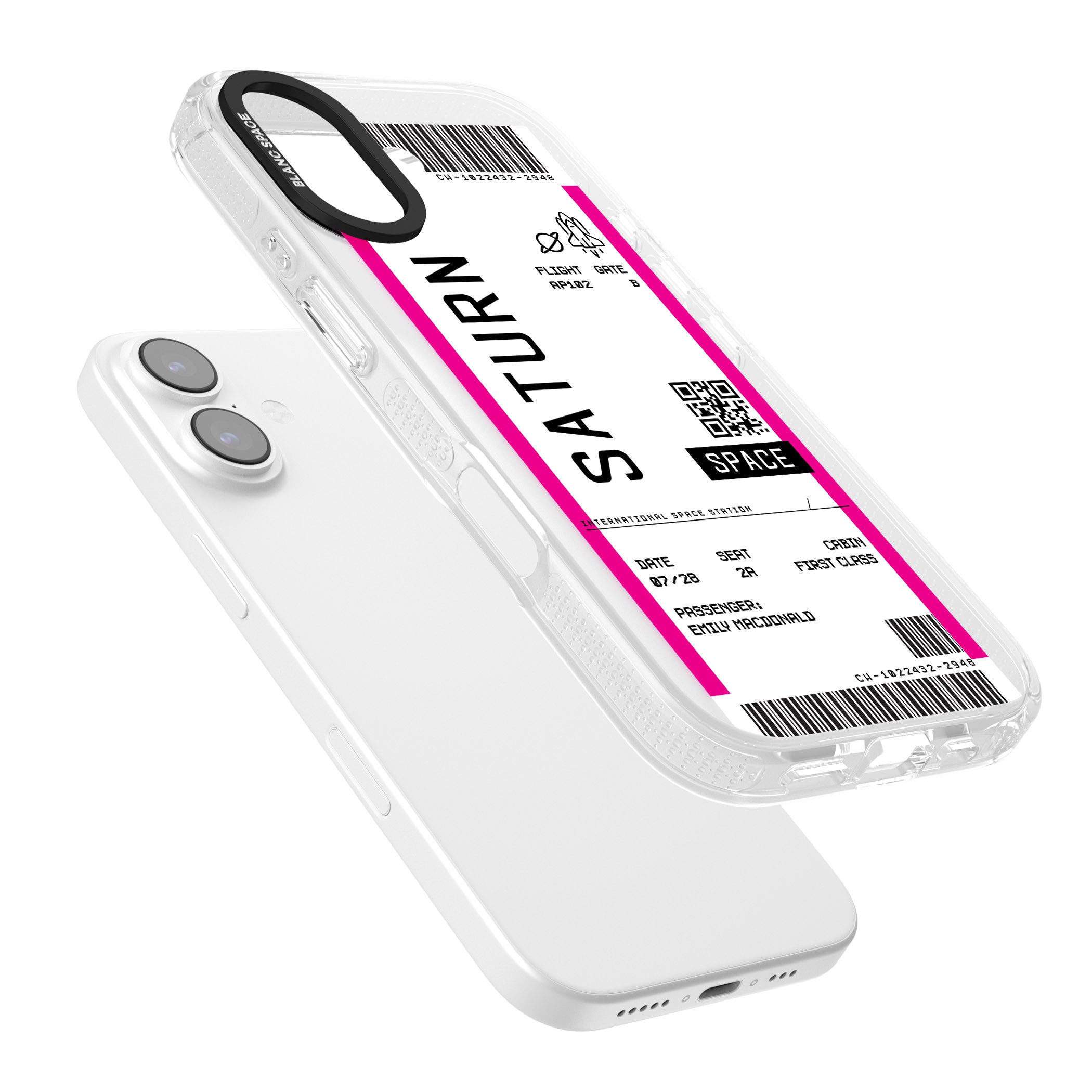 Personalised Saturn Travel Ticket iPhone 17 Impact Air Clear Phone Case Colours
