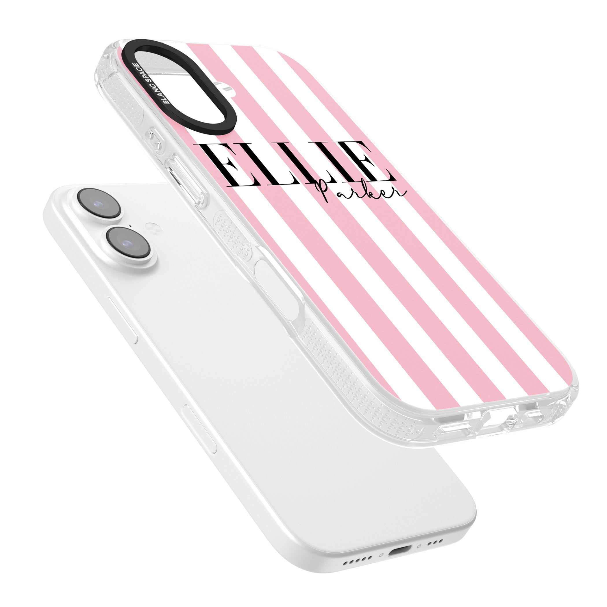 Personalised Pink Stripes iPhone 17 Impact Air Clear Phone Case Colours