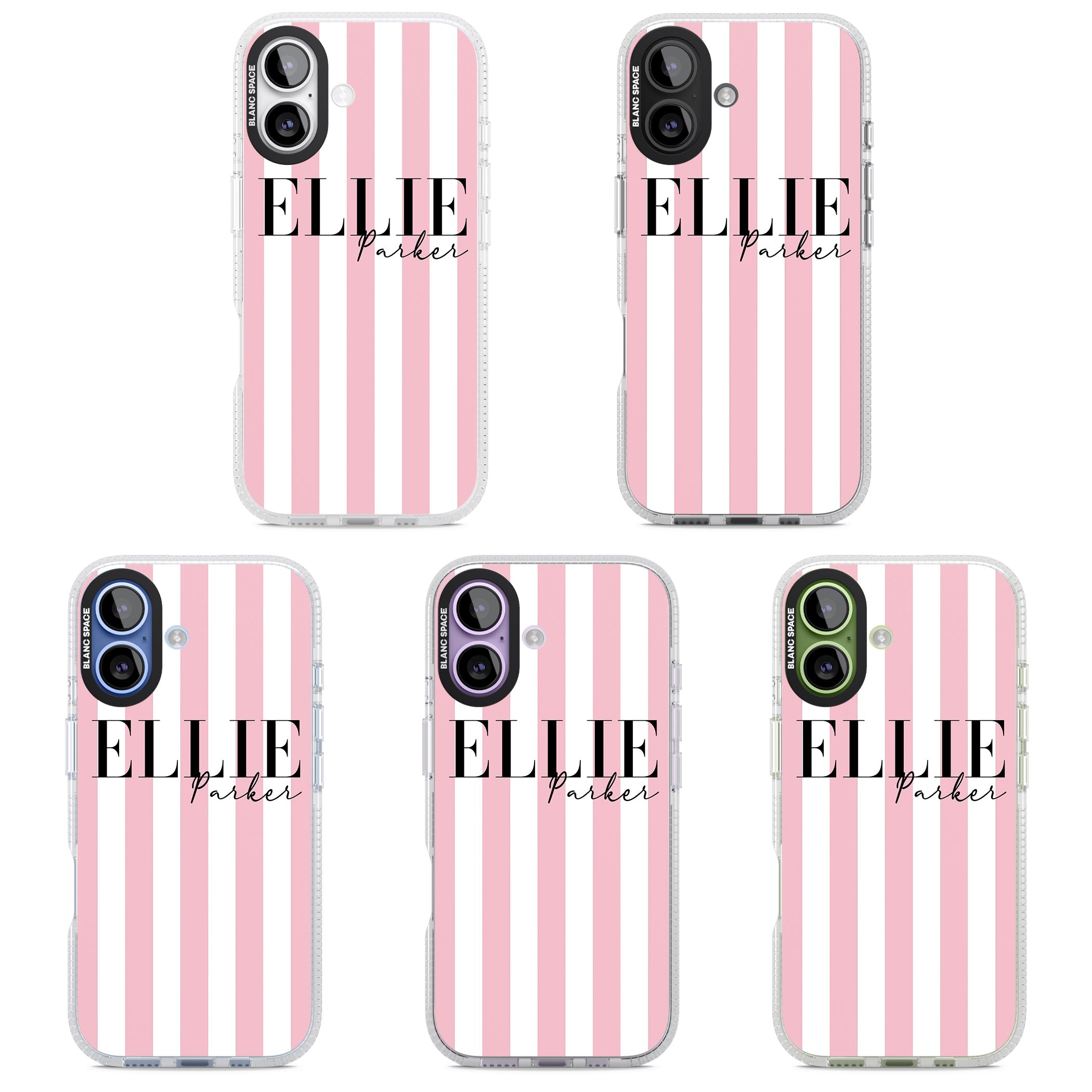 Personalised Pink Stripes iPhone 17 Impact Air Clear Phone Case APT Impact Protection