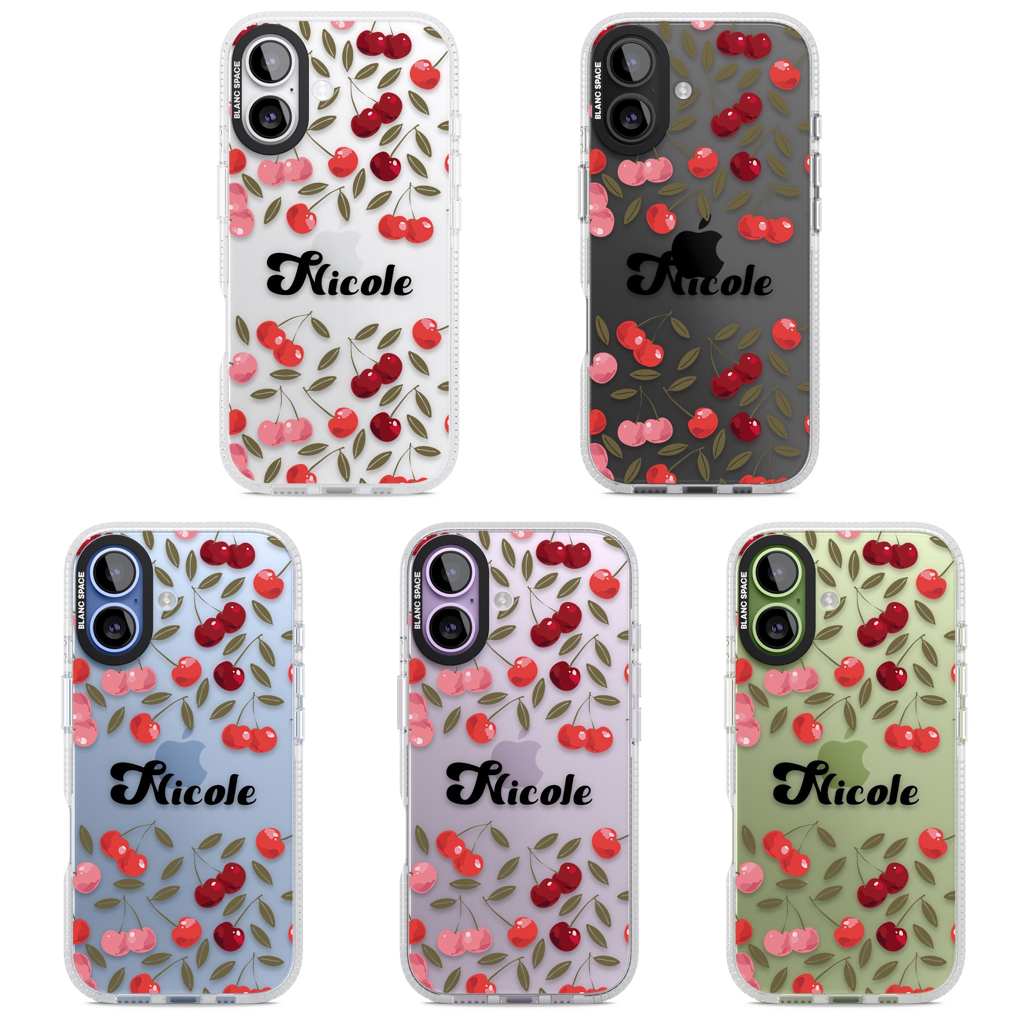 Personalised Cherry Pattern iPhone 17 Impact Air Clear Phone Case APT Impact Protection