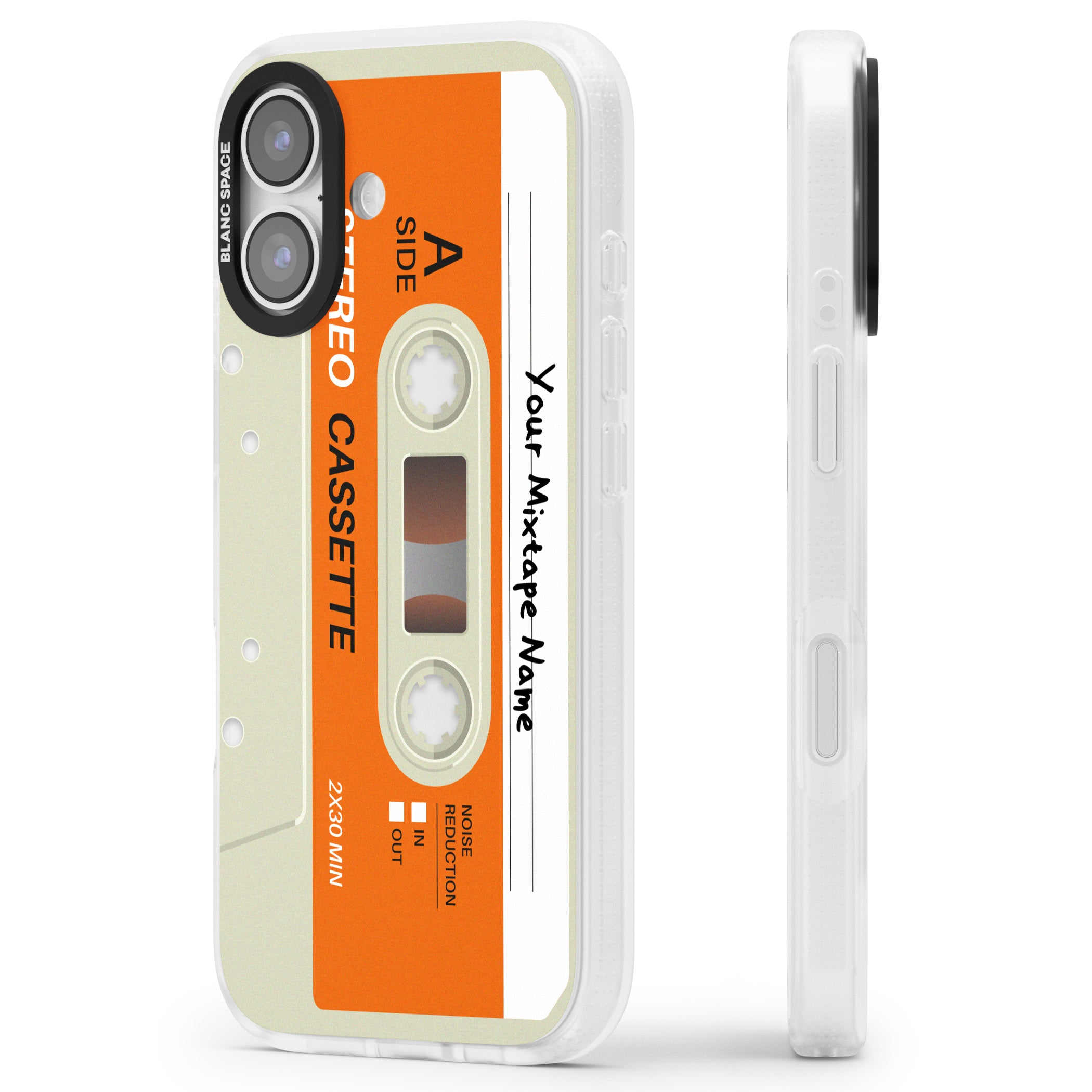 Personalised Retro Cassette Classic iPhone 17 Impact Air Clear Phone Case Side Profile