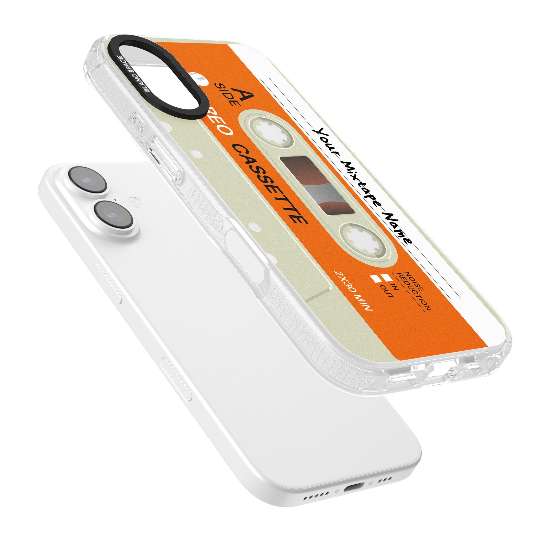 Personalised Retro Cassette Classic iPhone 17 Impact Air Clear Phone Case Colours