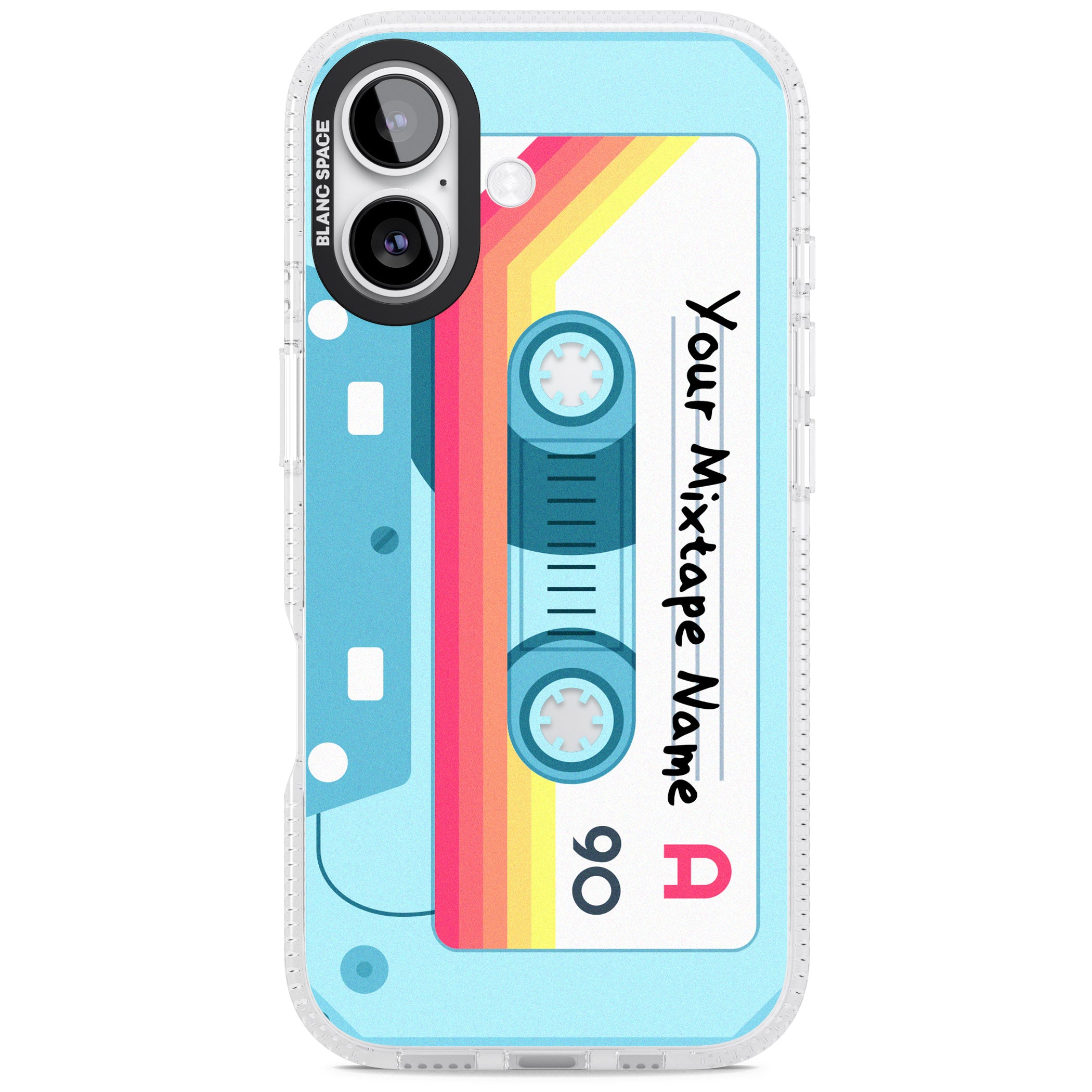 Personalised Retro Mixtape Sporty iPhone 17 Impact Air Clear Phone Case