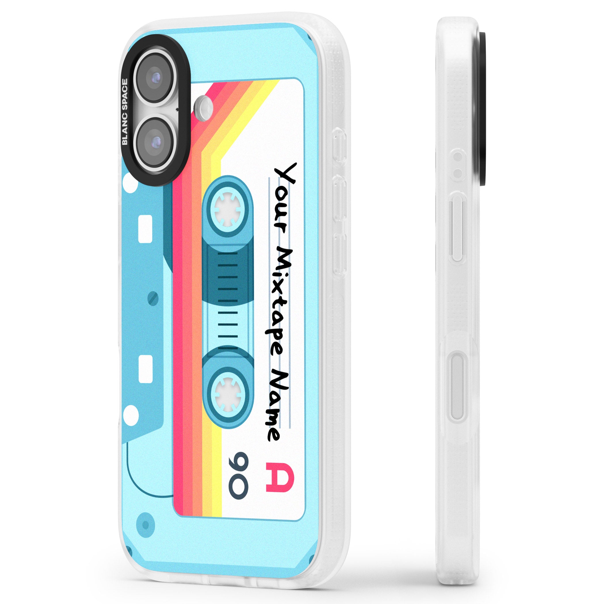 Personalised Retro Mixtape Sporty iPhone 17 Impact Air Clear Phone Case Side Profile