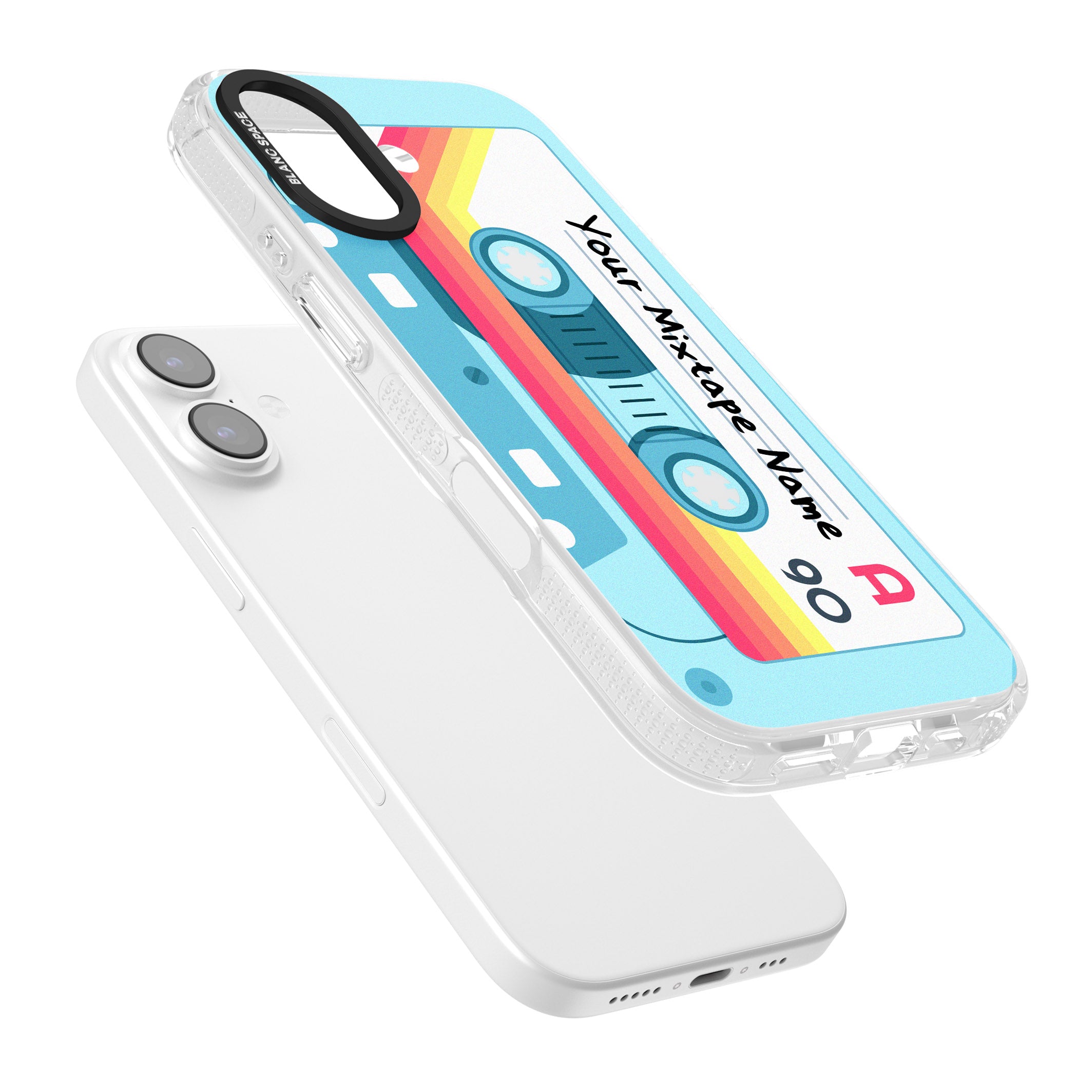 Personalised Retro Mixtape Sporty iPhone 17 Impact Air Clear Phone Case Colours