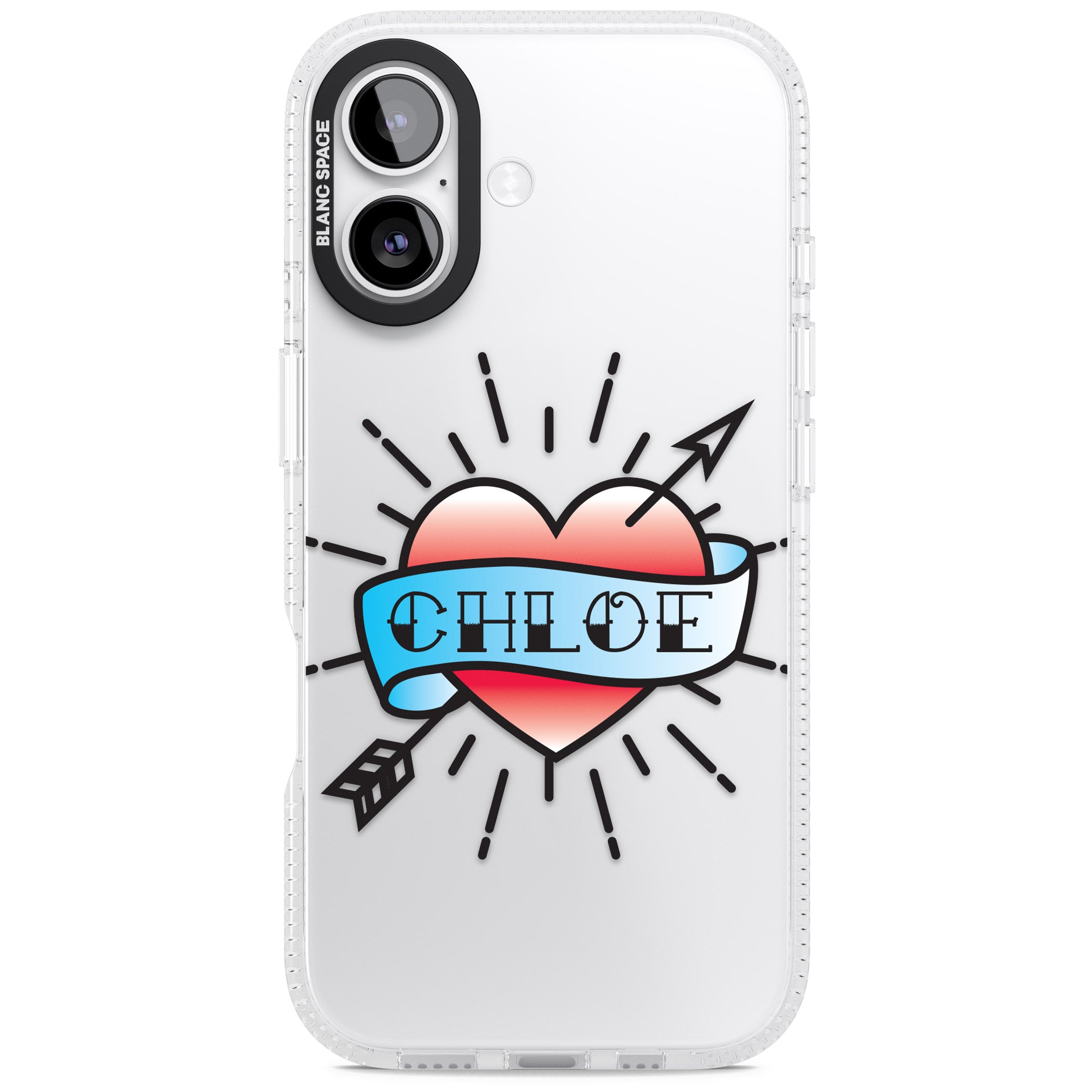 Personalised Heart Tattoo iPhone 17 Impact Air Clear Phone Case