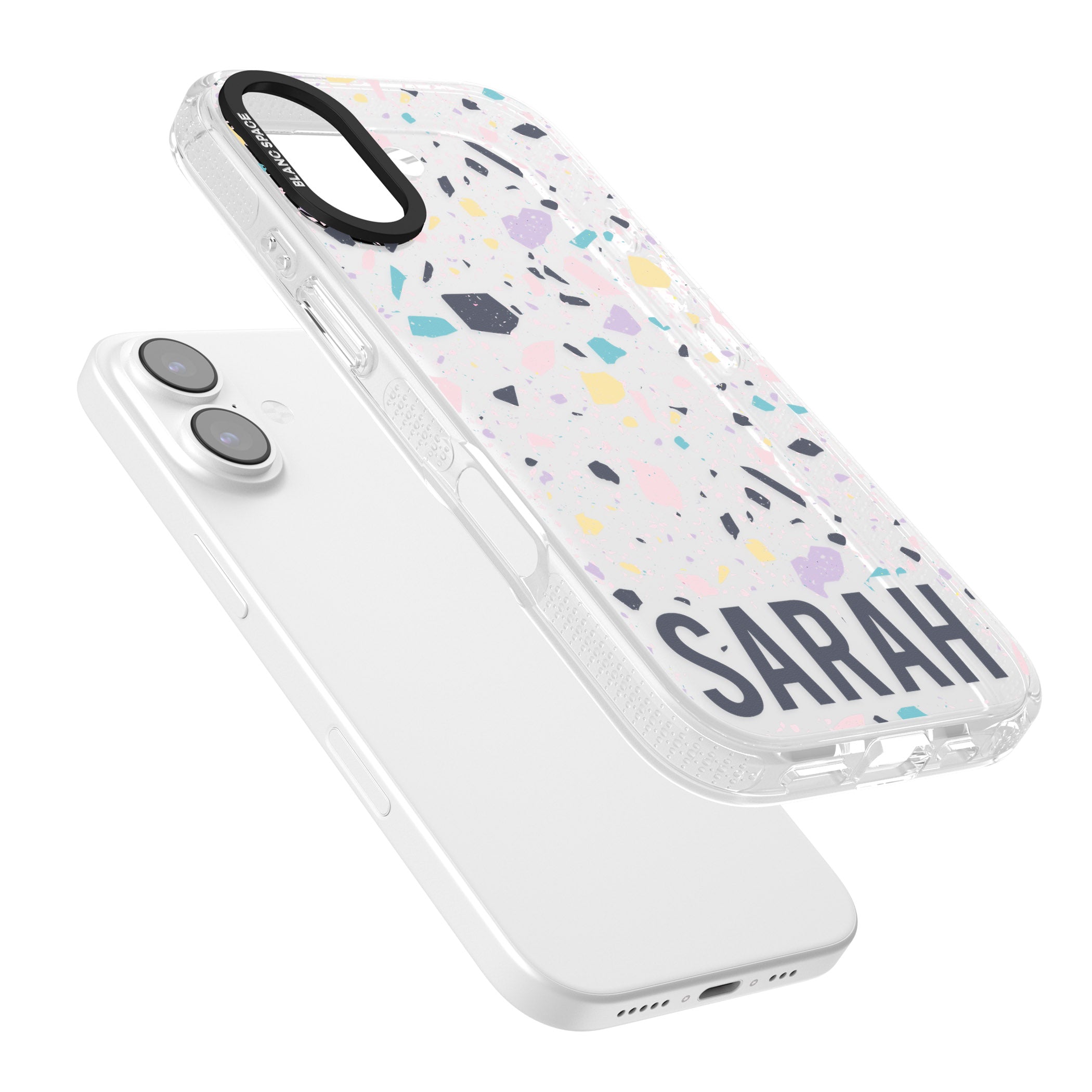 Personalised Pastel Terrazzo iPhone 17 Impact Air Clear Phone Case Colours