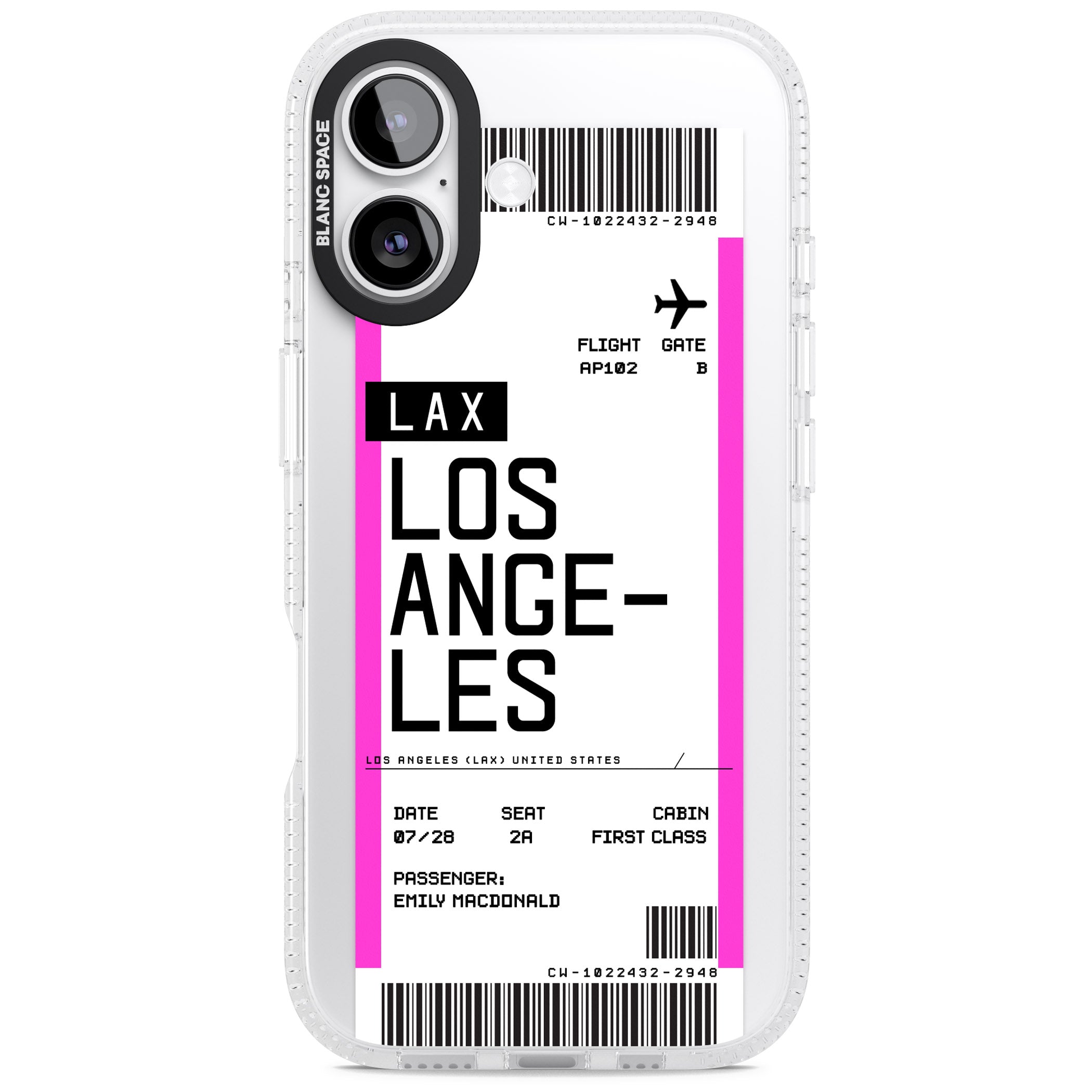 Personalised Los Angeles Boarding Pass iPhone 17 Impact Air Clear Phone Case