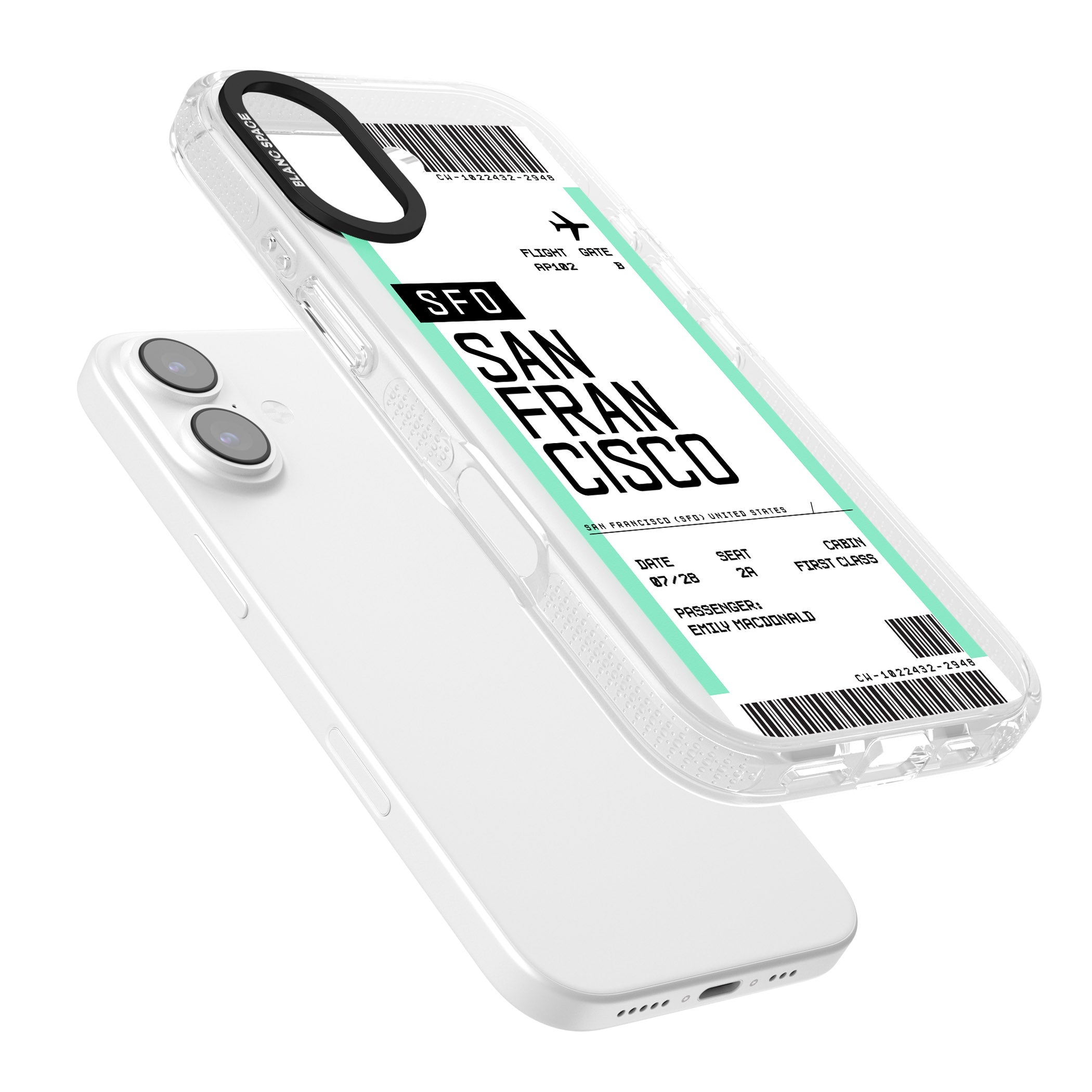 Personalised San Francisco Boarding Pass iPhone 17 Impact Air Clear Phone Case Colours