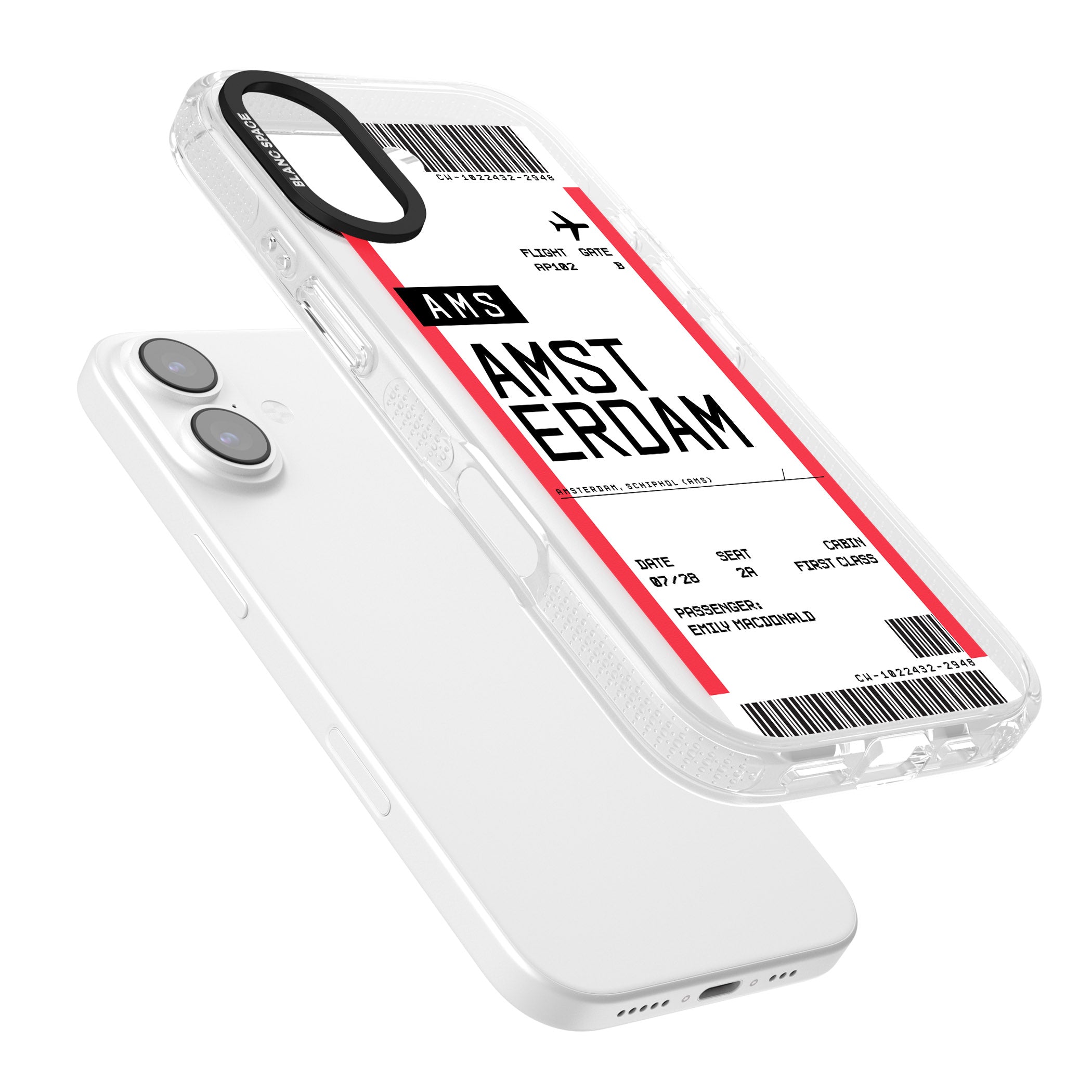 Personalised Amsterdam Boarding Pass iPhone 17 Impact Air Clear Phone Case Colours