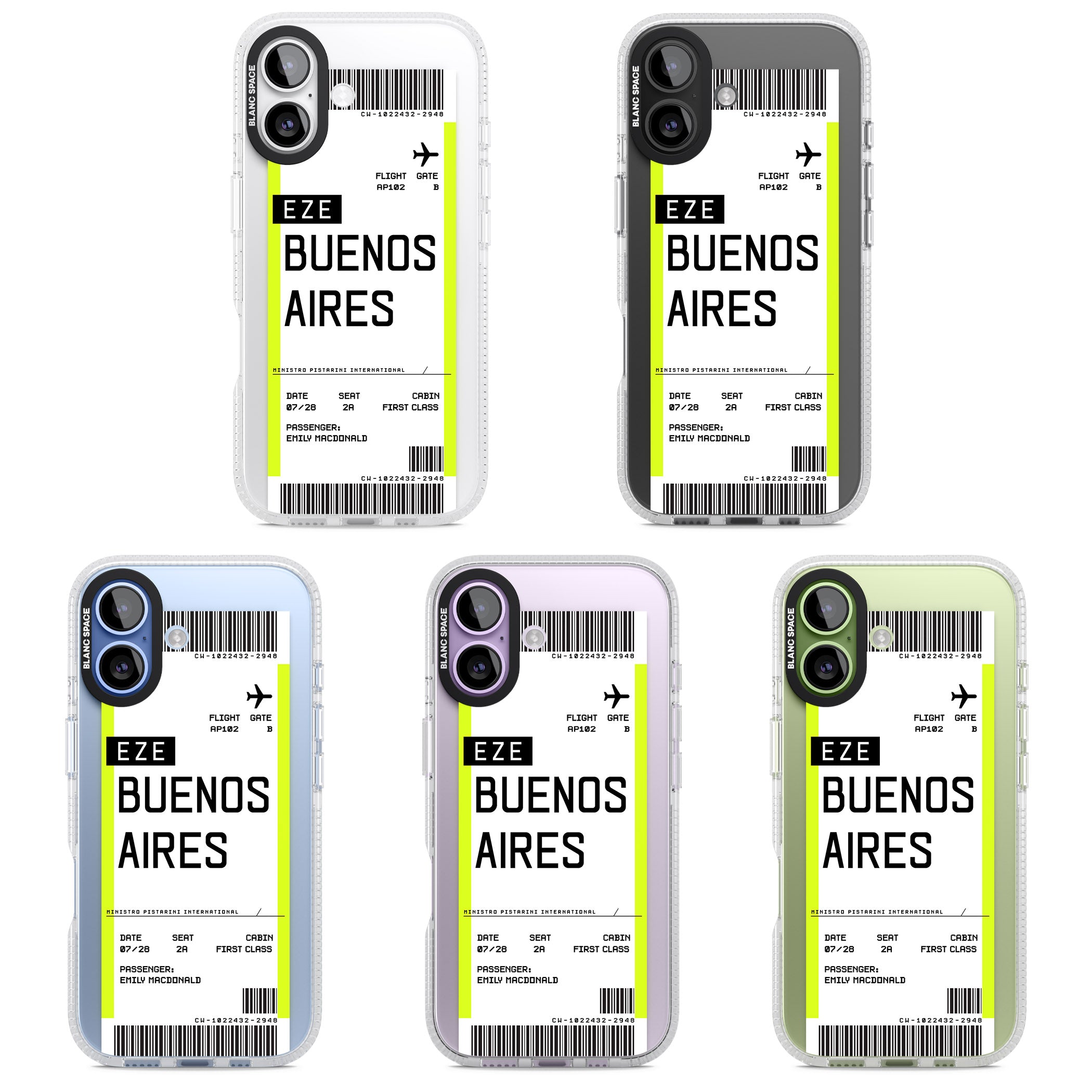 Personalised Buenos Aires Boarding Pass iPhone 17 Impact Air Clear Phone Case APT Impact Protection