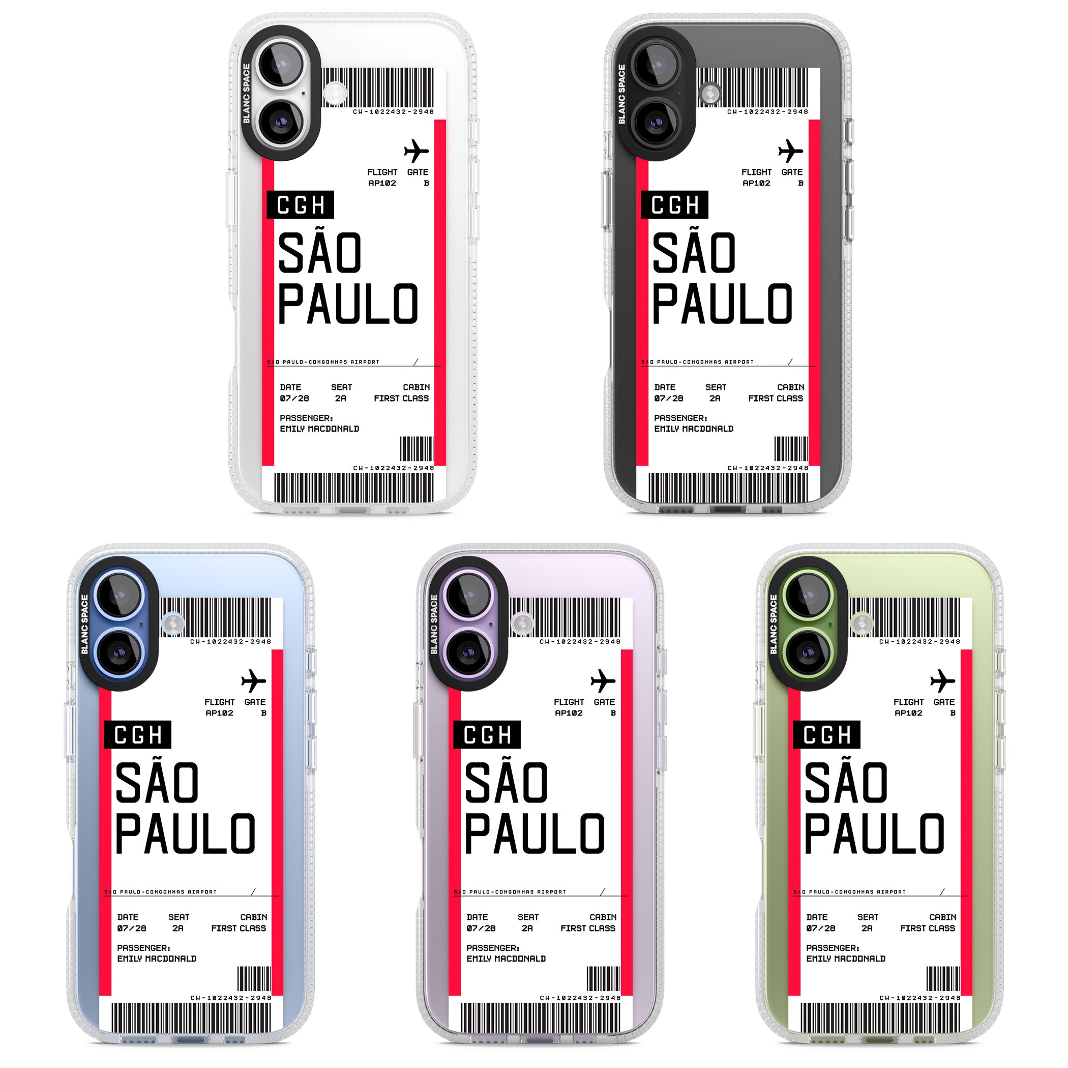 Personalised São Paulo Boarding Pass iPhone 17 Impact Air Clear Phone Case APT Impact Protection