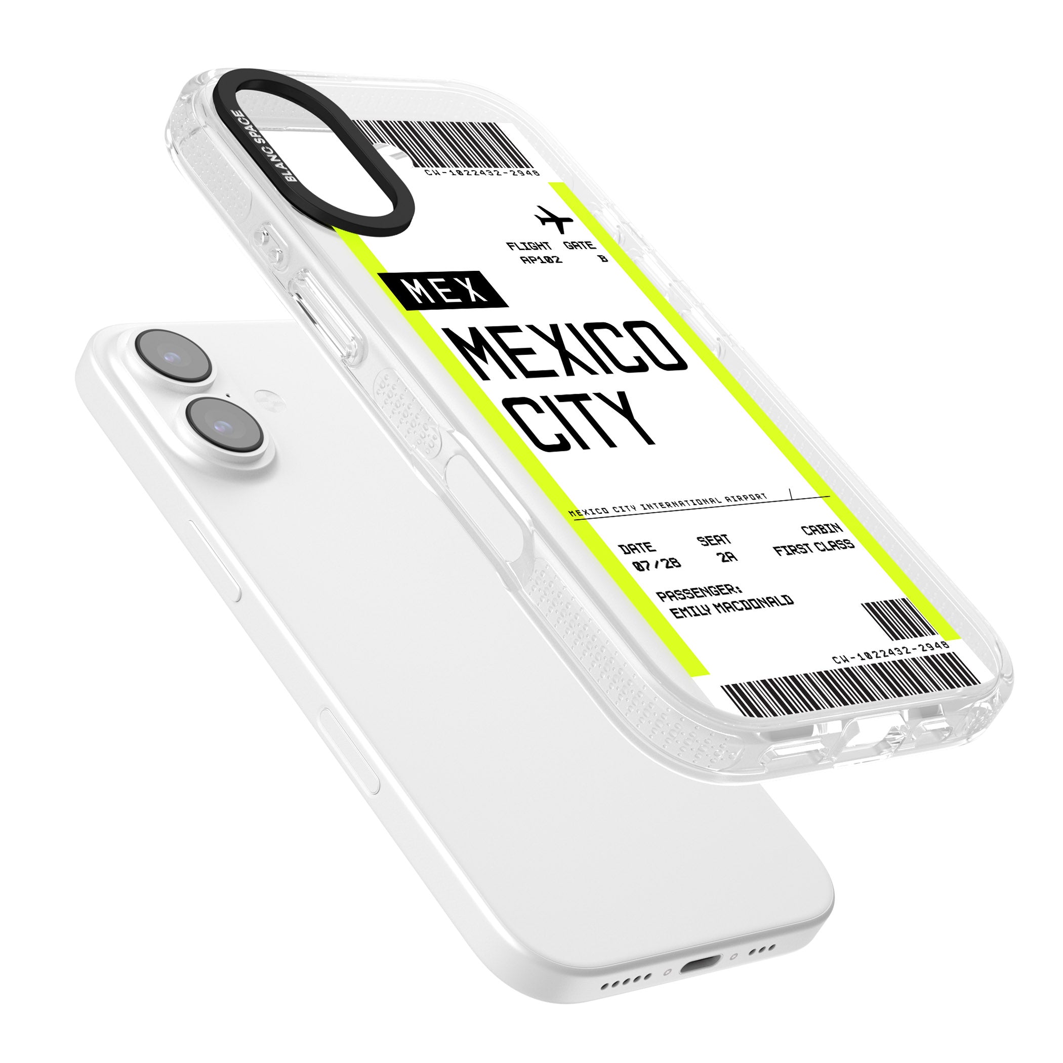 Personalised Mexico City Boarding Pass iPhone 17 Impact Air Clear Phone Case Colours