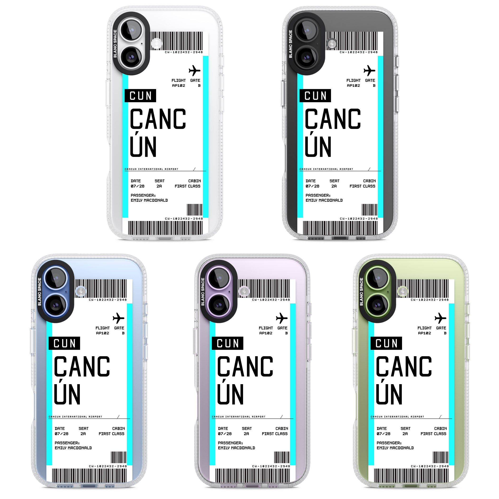 Personalised Cancún Boarding Pass iPhone 17 Impact Air Clear Phone Case APT Impact Protection