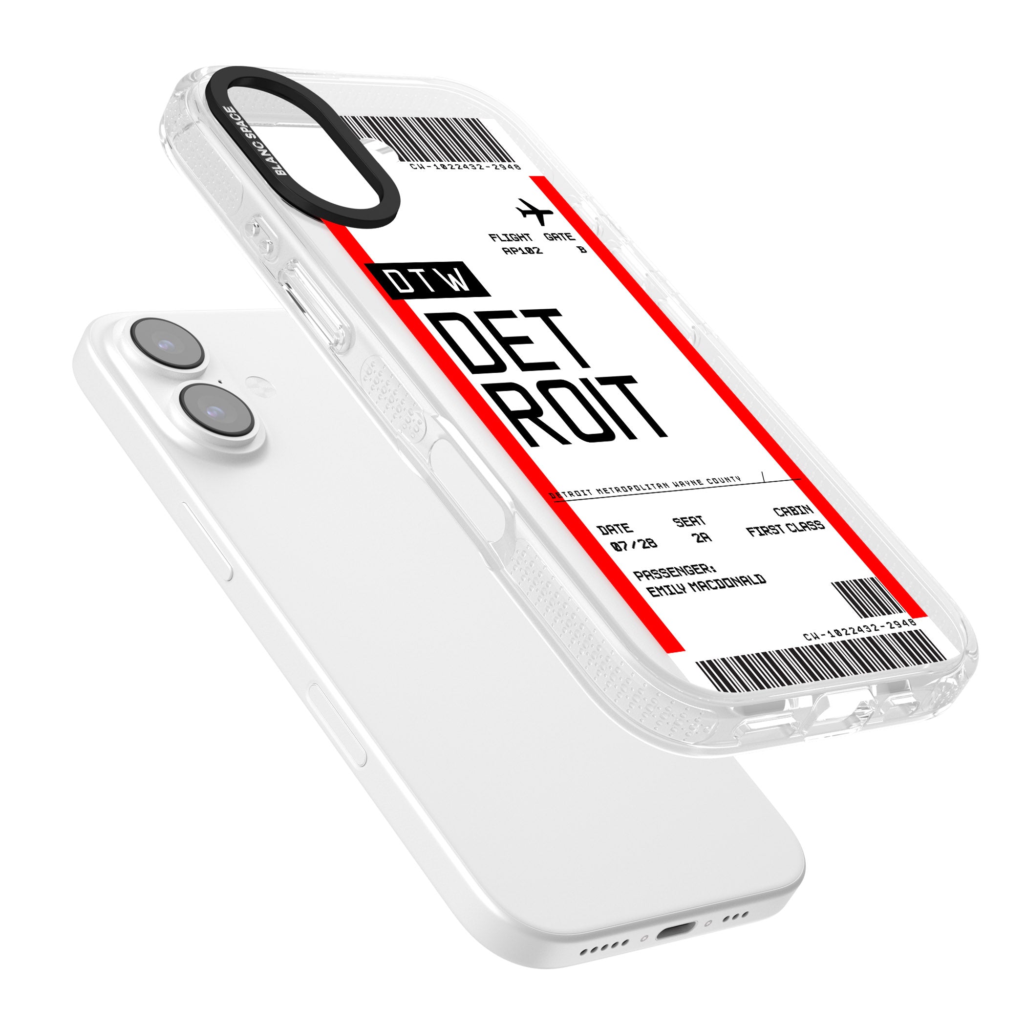 Personalised Detroit Boarding Pass iPhone 17 Impact Air Clear Phone Case Colours