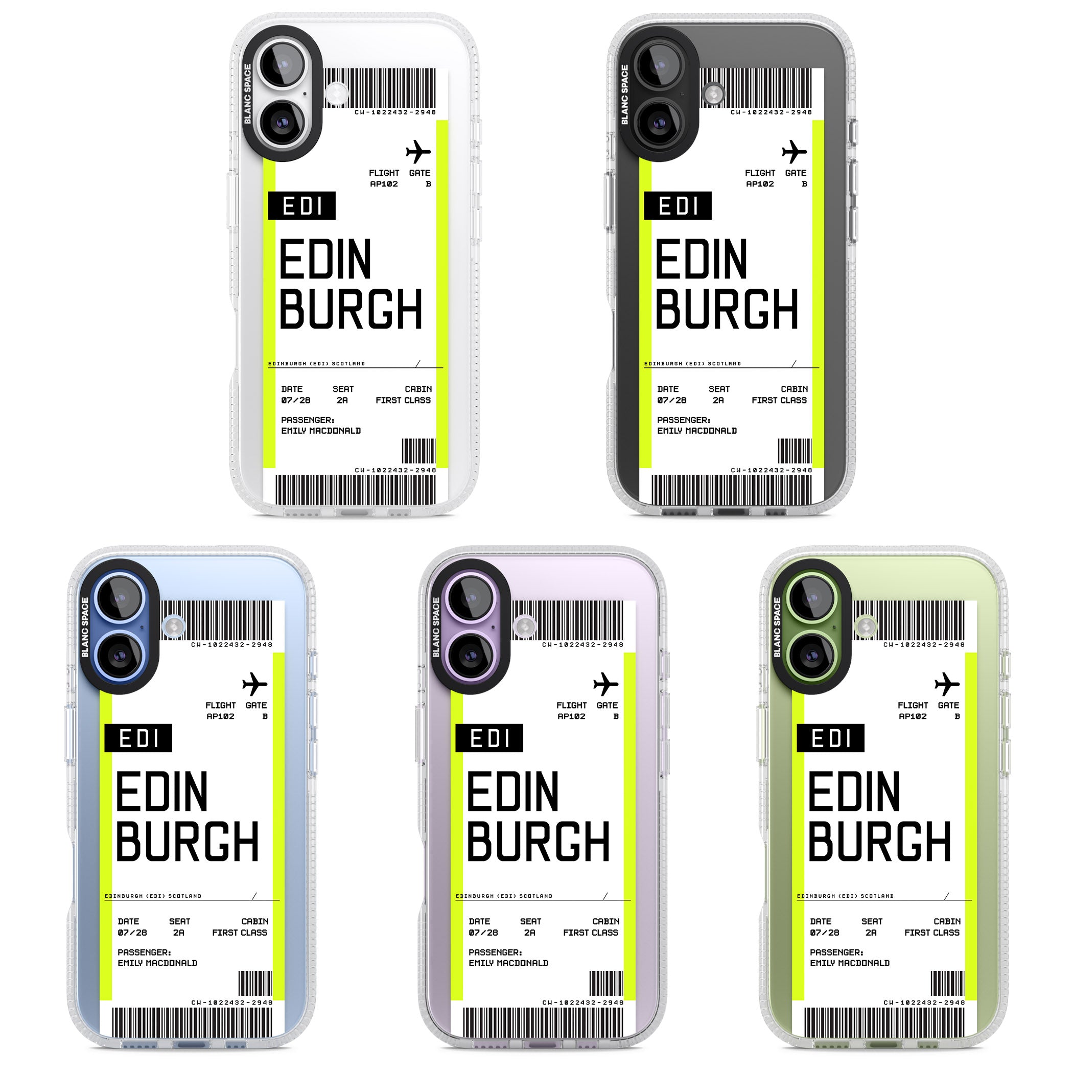Personalised Edinburgh Boarding Pass iPhone 17 Impact Air Clear Phone Case APT Impact Protection