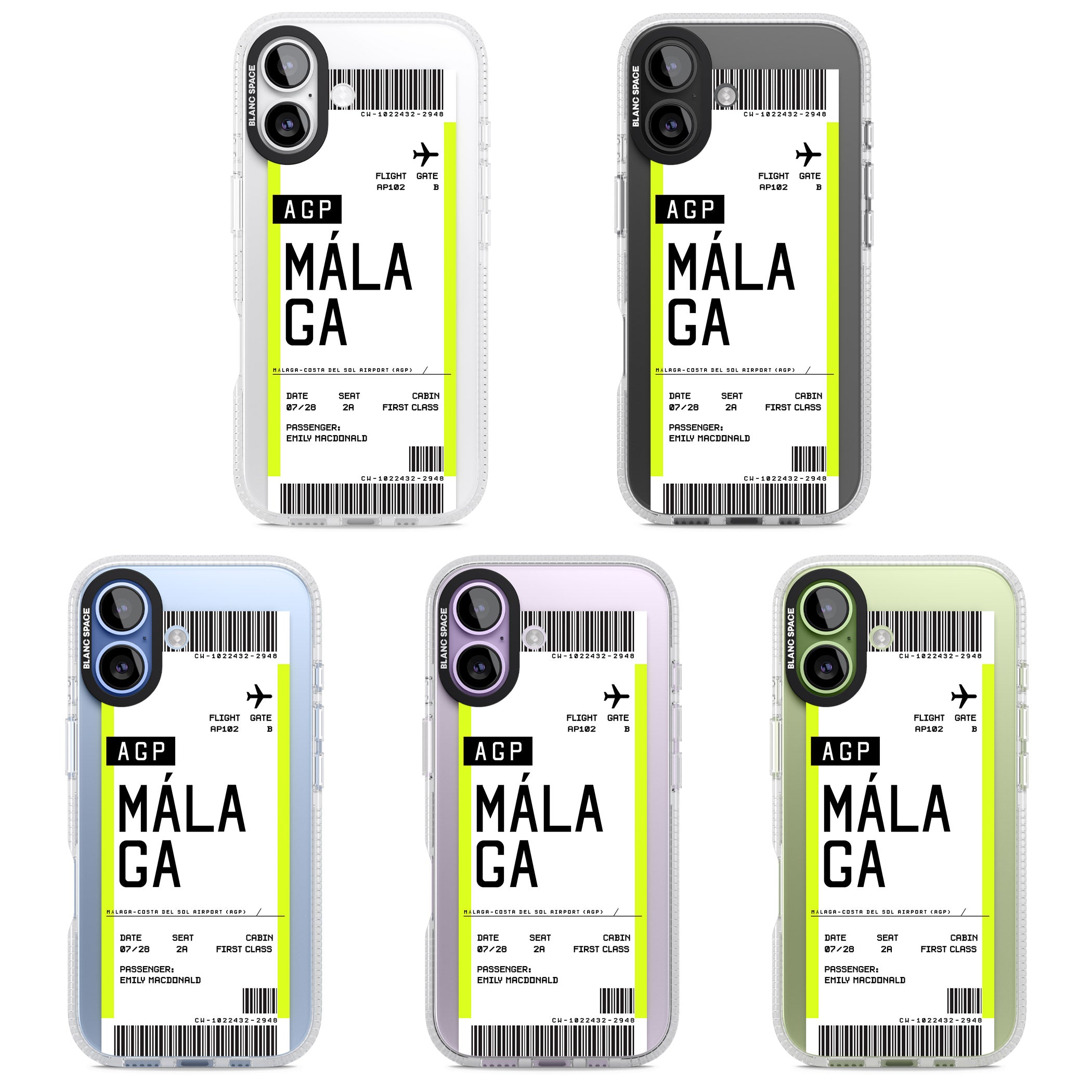 Personalised Málaga Boarding Pass iPhone 17 Impact Air Clear Phone Case APT Impact Protection
