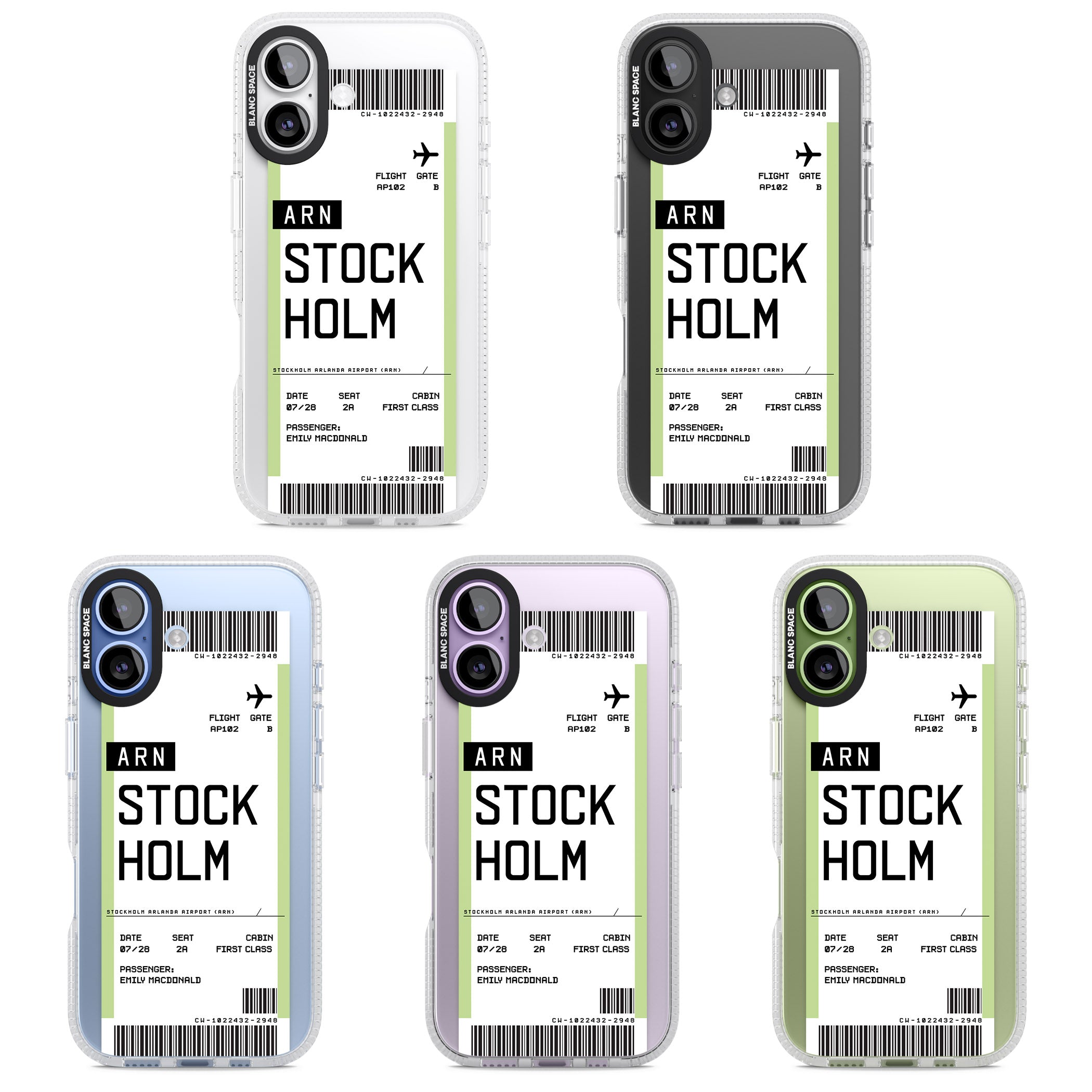 Personalised Stockholm Boarding Pass iPhone 17 Impact Air Clear Phone Case APT Impact Protection