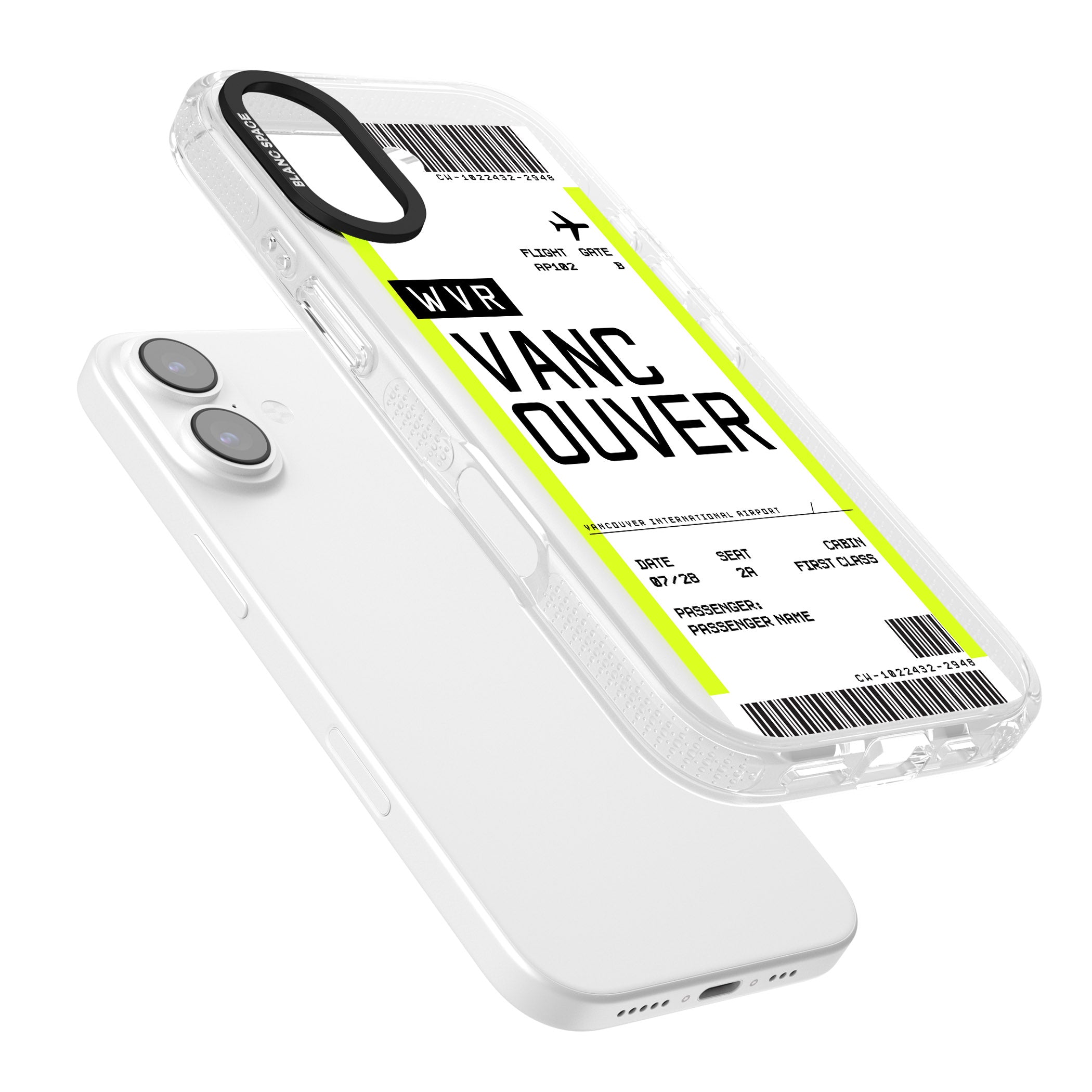 Personalised Vancouver Boarding Pass iPhone 17 Impact Air Clear Phone Case Colours