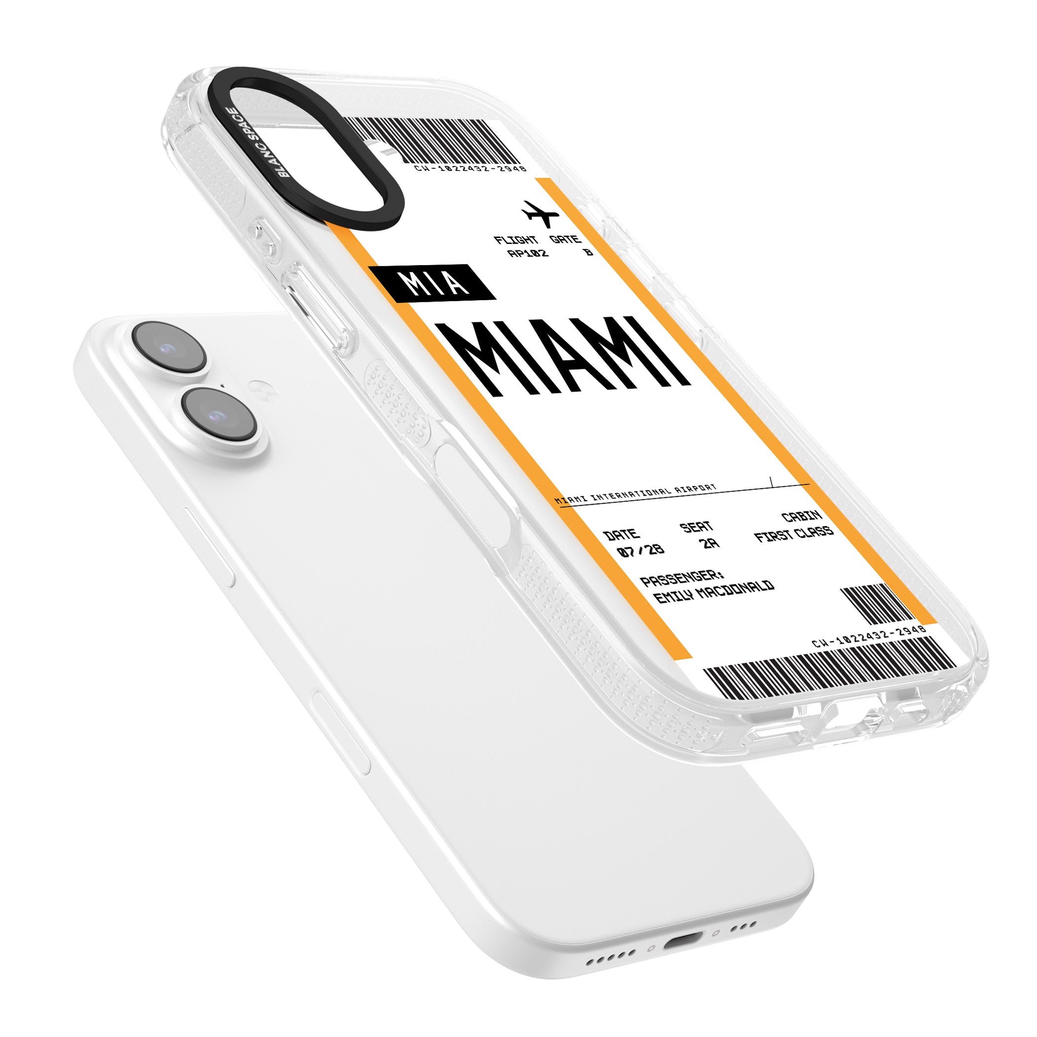 Personalised Miami Boarding Pass iPhone 17 Impact Air Clear Phone Case Colours