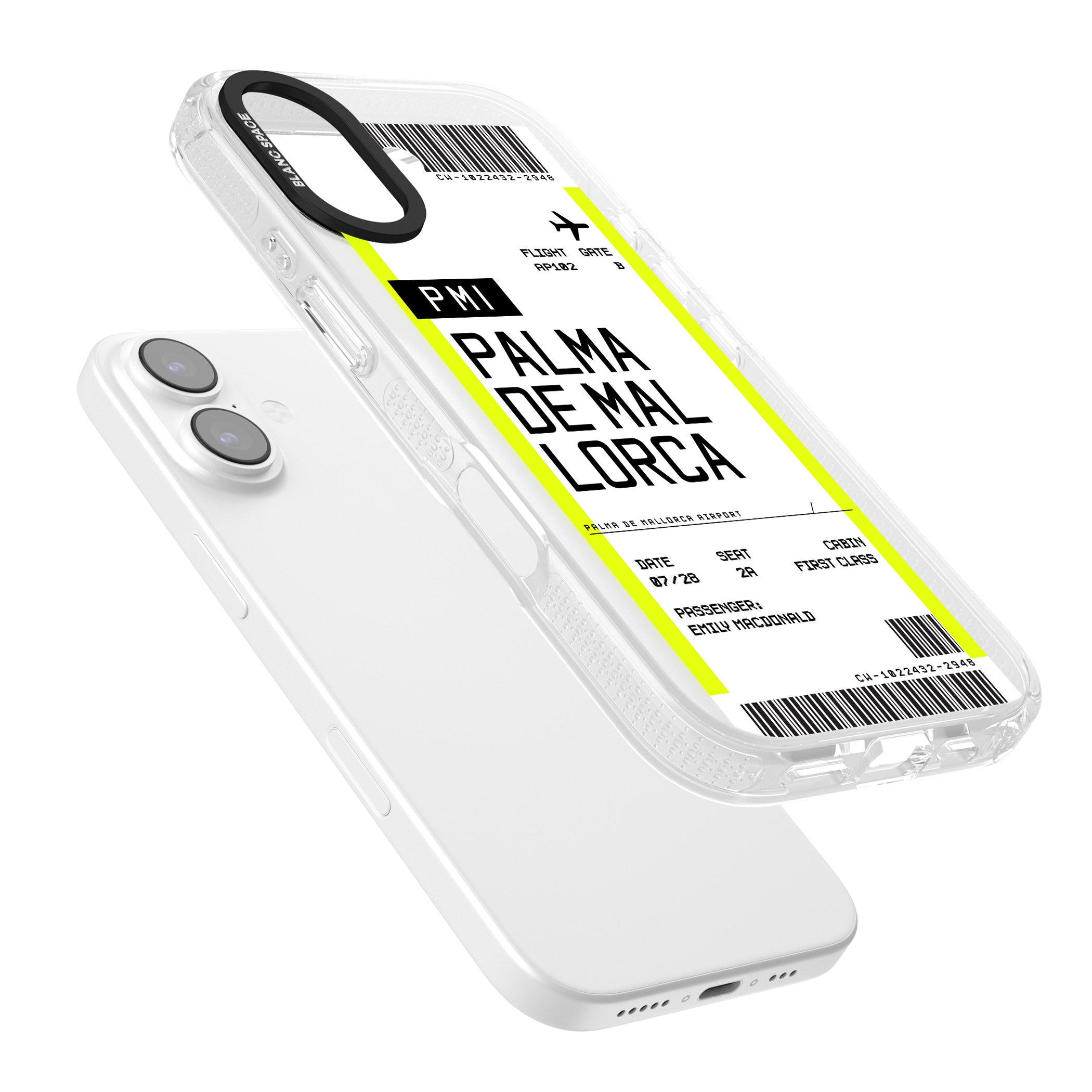 Personalised Palma De Mallorca Boarding Pass iPhone 17 Impact Air Clear Phone Case Colours
