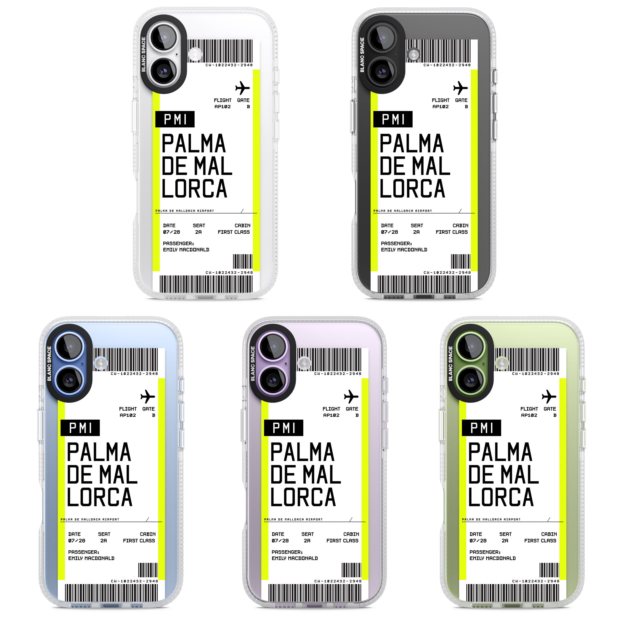 Personalised Palma De Mallorca Boarding Pass iPhone 17 Impact Air Clear Phone Case APT Impact Protection
