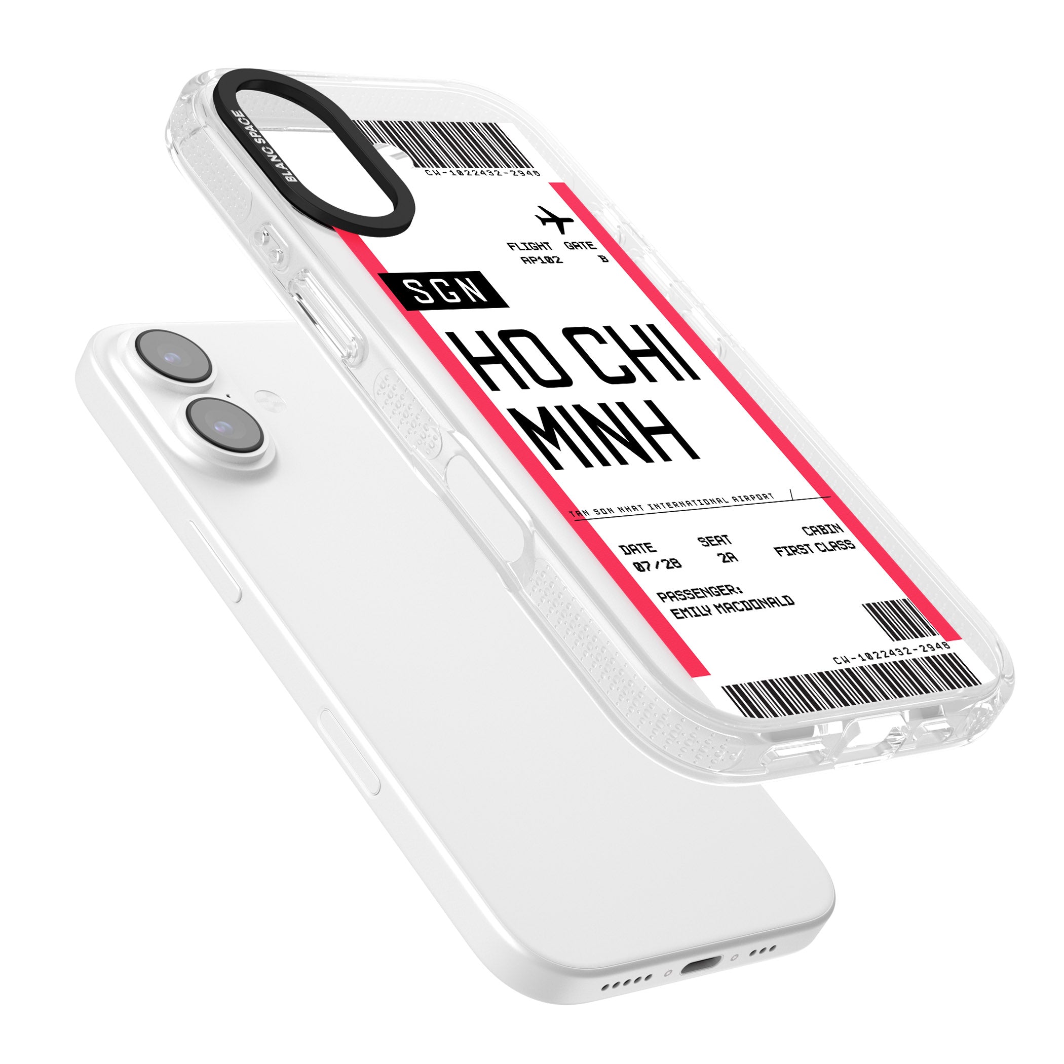 Personalised Ho Chi Minh Boarding Pass iPhone 17 Impact Air Clear Phone Case Colours