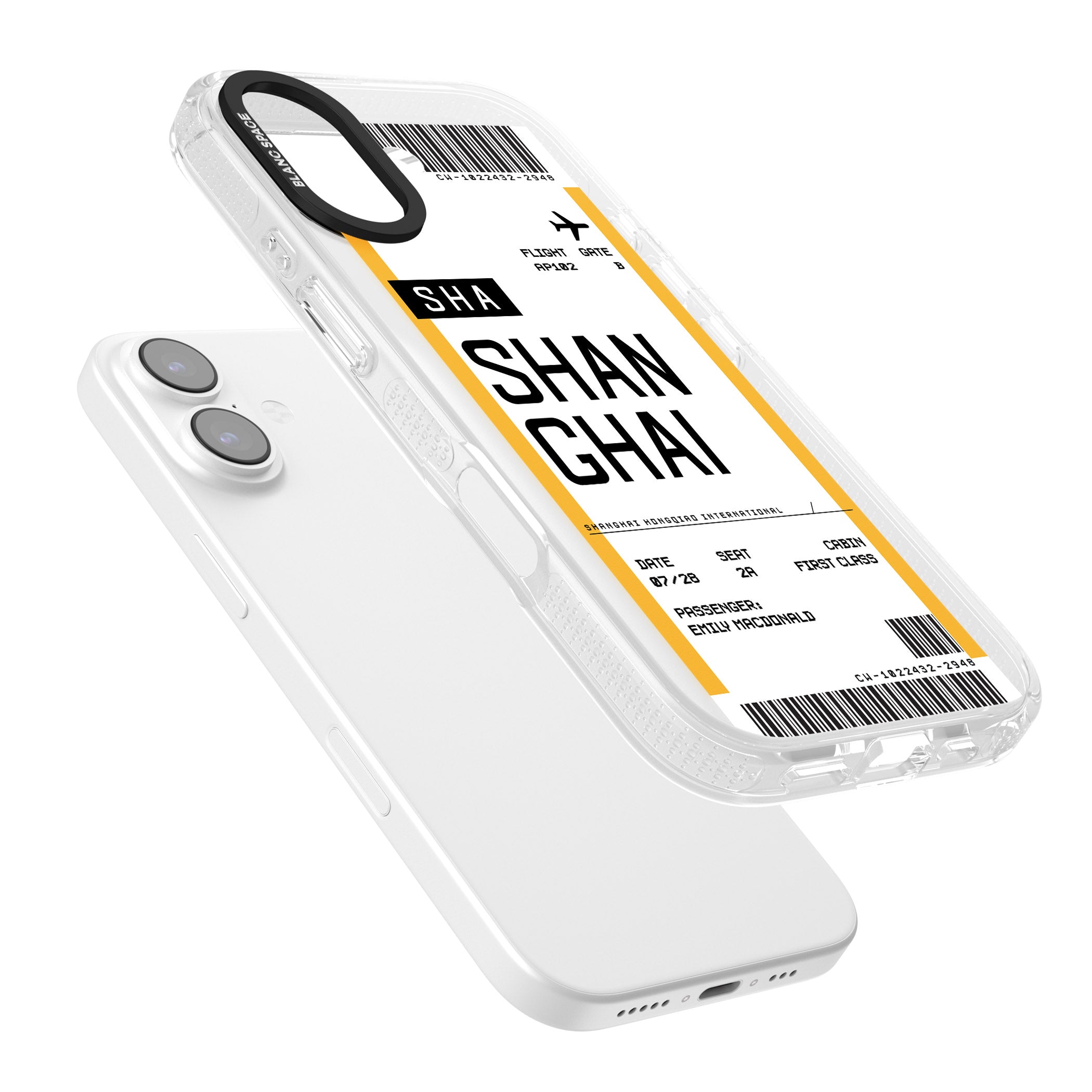Personalised Shanghai Boarding Pass iPhone 17 Impact Air Clear Phone Case Colours