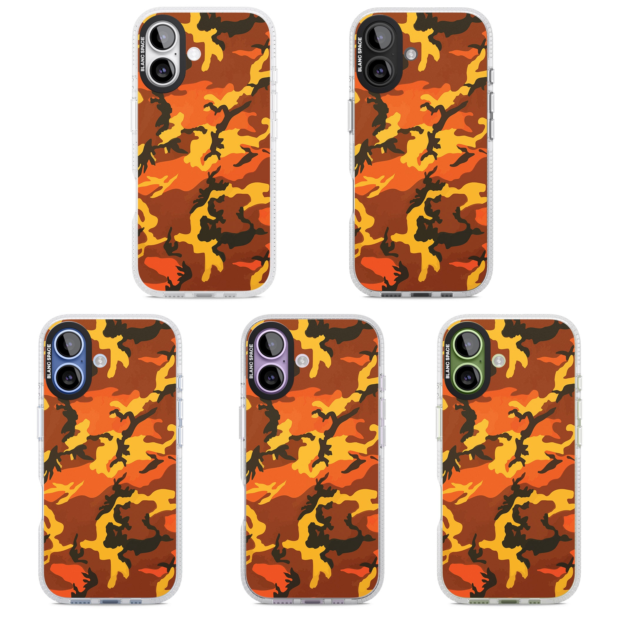 Orange Camo iPhone 17 Impact Air Clear Phone Case APT Impact Protection